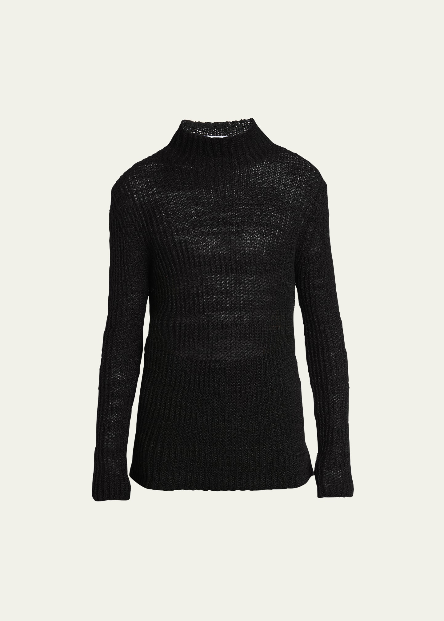 Shop Dries Van Noten Men's Linen Loose Knit Sweater In 900 - Black