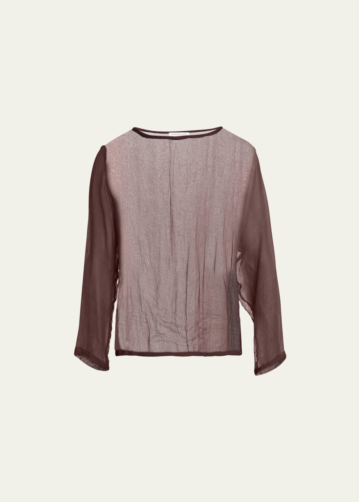 Dries Van Noten Men's Washed Silk Mousseline Long-sleeve Shirt In 359 - Bordeaux