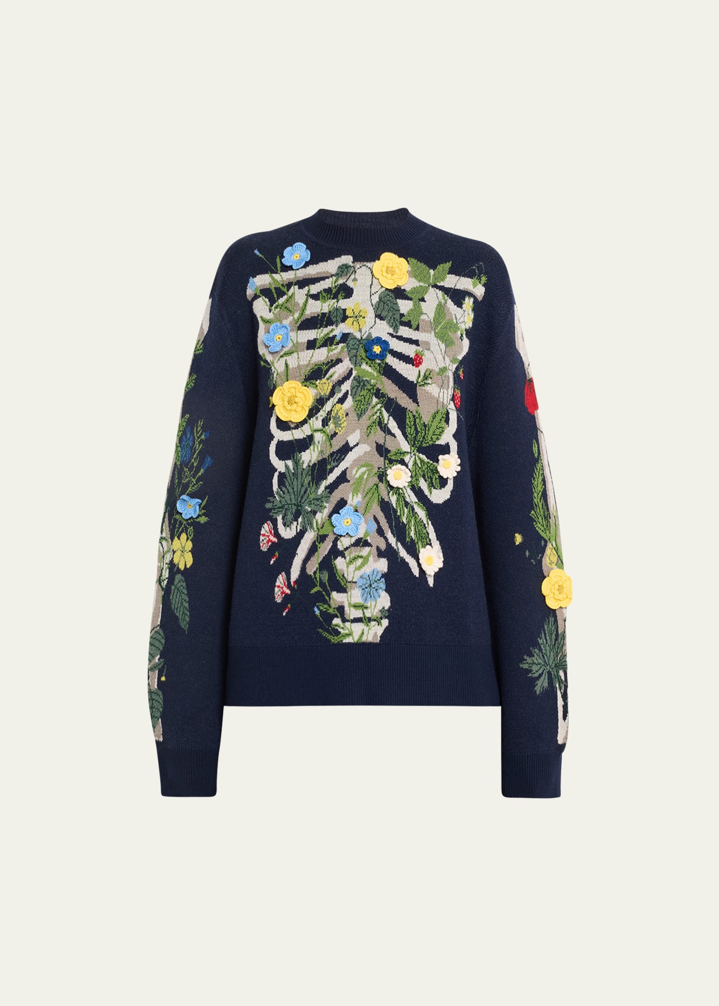 Floral Skeleton Lungs Wool Sweater