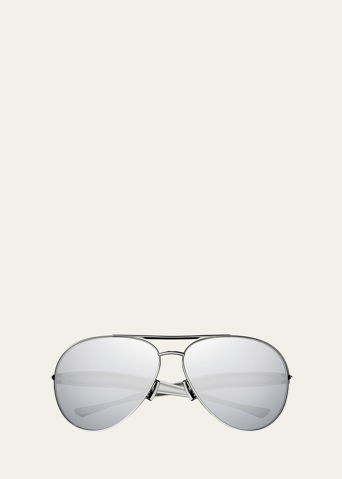 Shop Bottega Veneta Curved Metal Aviator Sunglasses In Shiny Silver