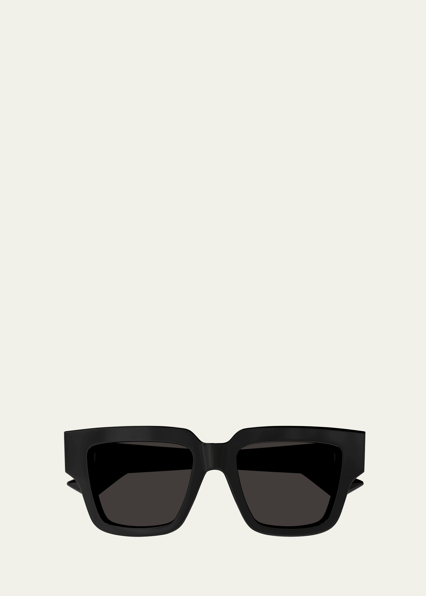 Shop Bottega Veneta Engraved Logo Acetate Square Sunglasses In Shiny Solid Black