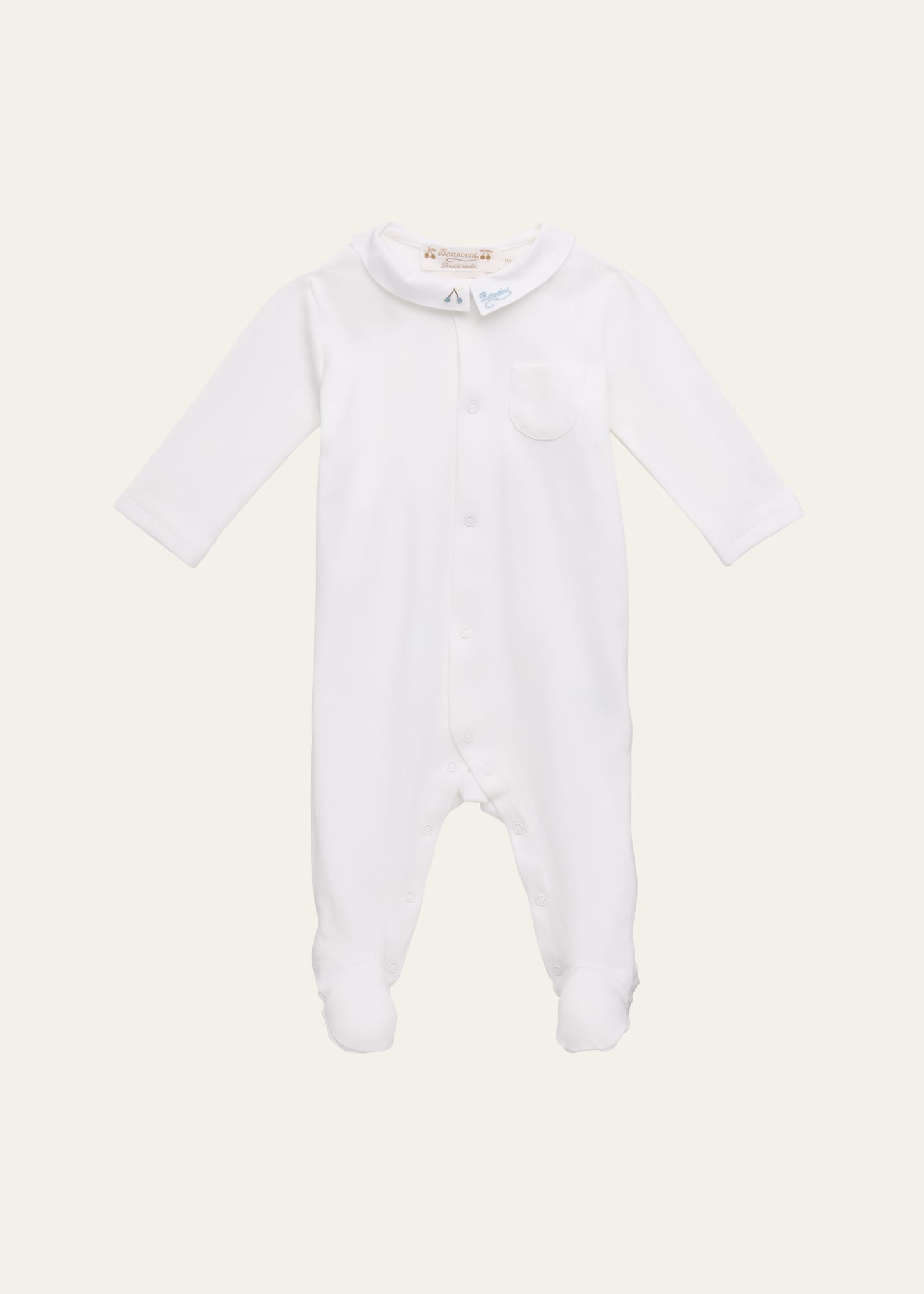 Boy's Tilouan Organic Cotton Long-Sleeve Footed Pajamas, Size 1M-6M