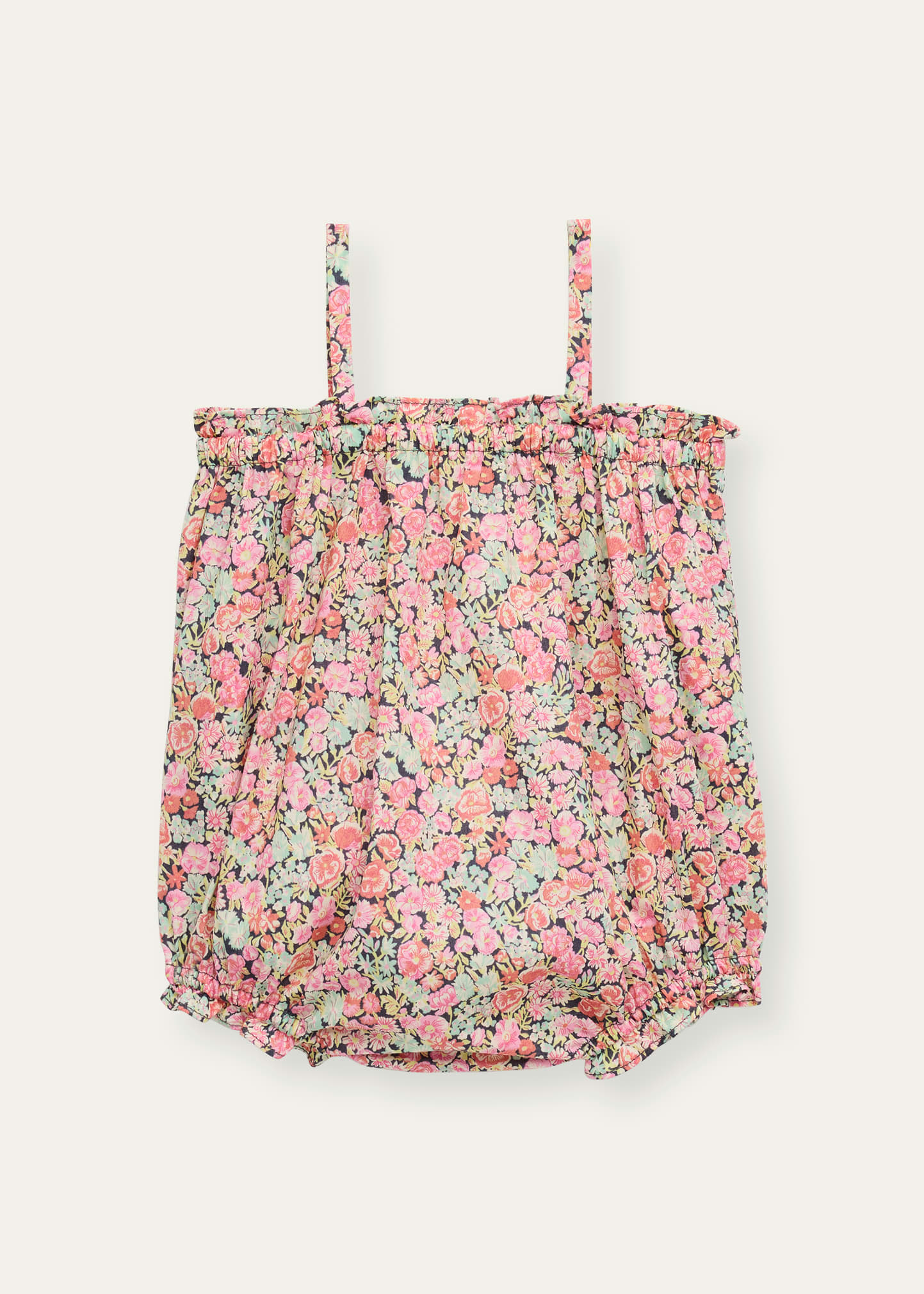 Shop Bonpoint Girl's Nefle Floral-print Bubble Romper In Fl Corail
