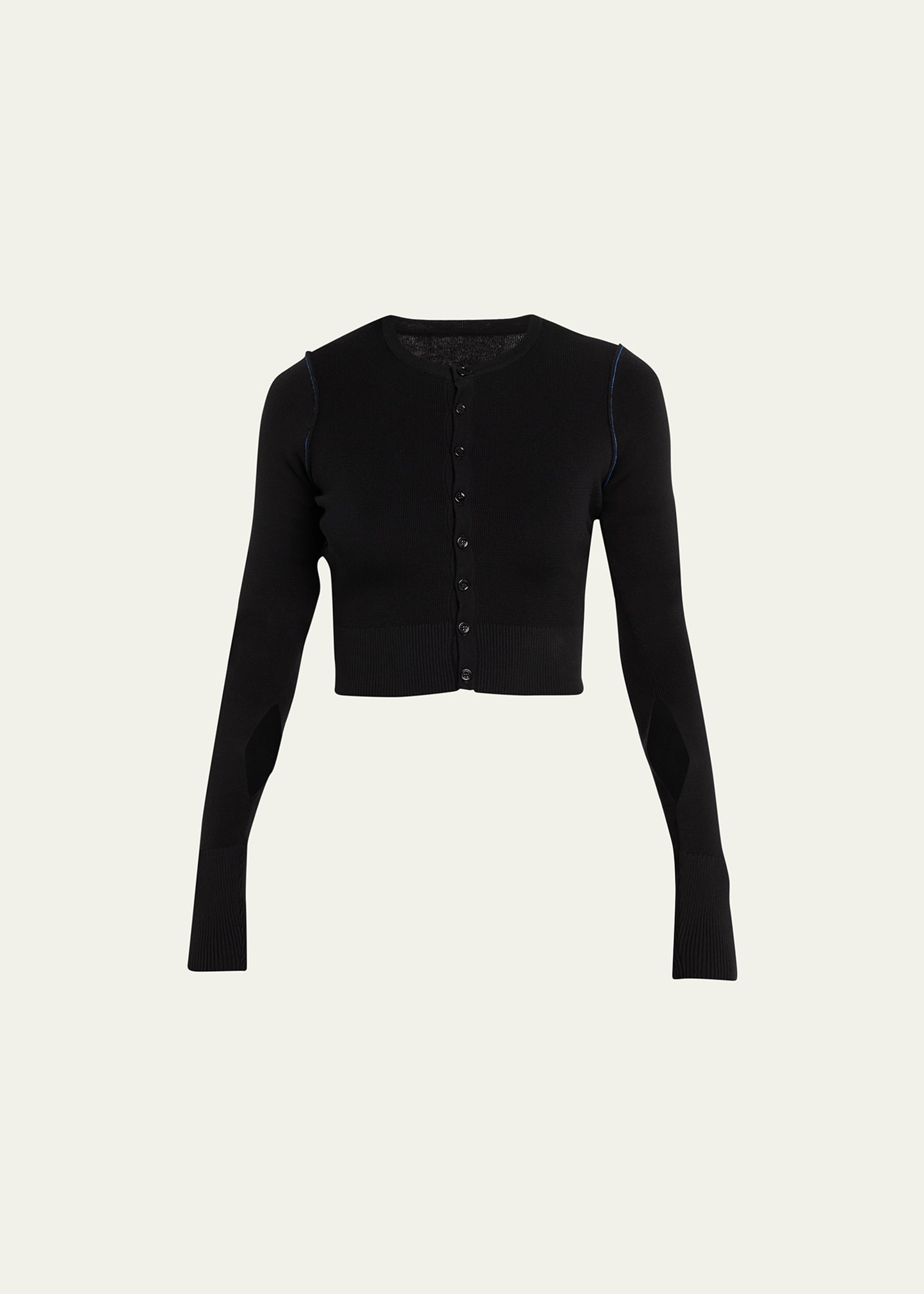 Shop Mm6 Maison Margiela Cropped Button-front Cardigan In Black