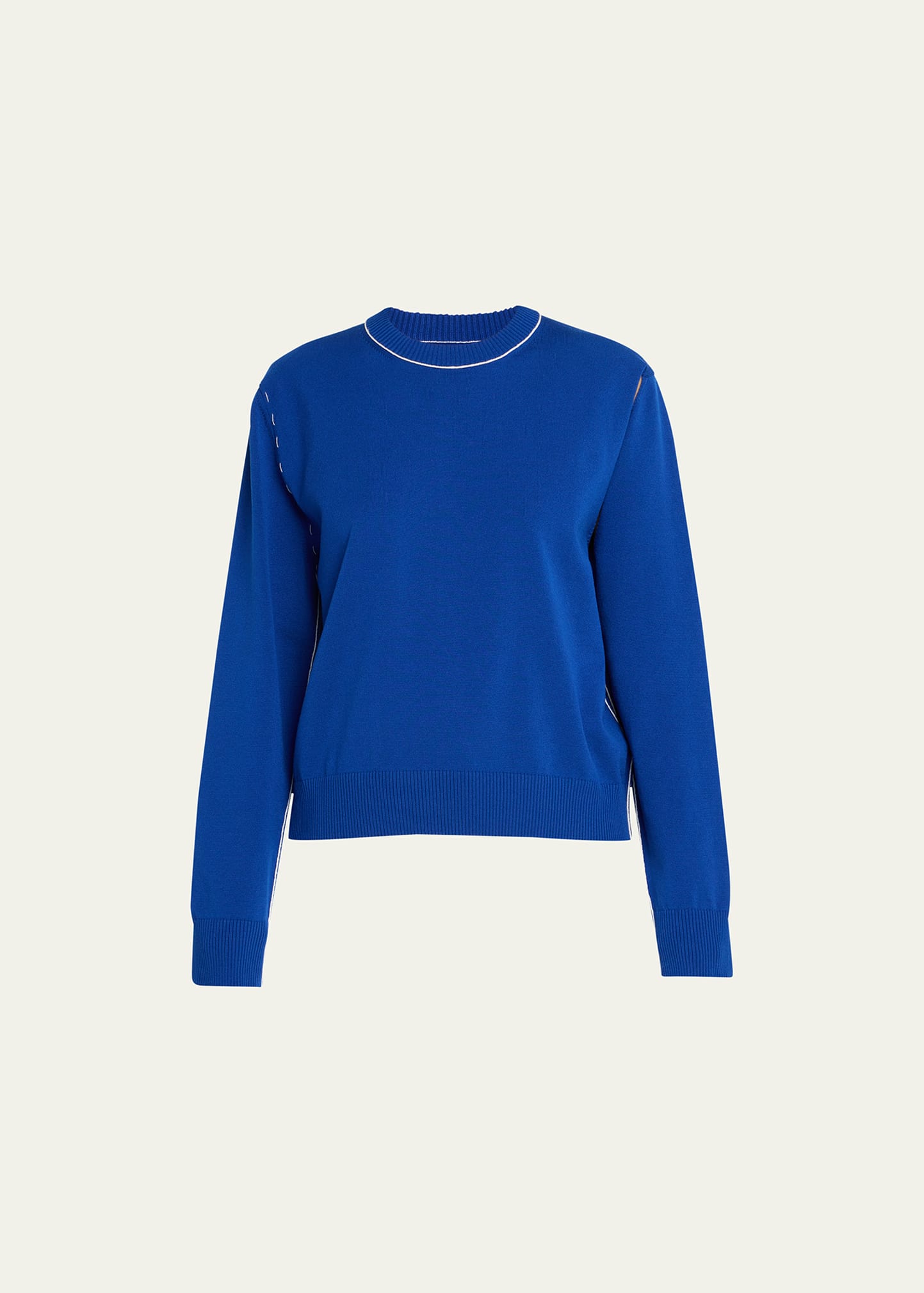 Mm6 Maison Margiela Crewneck Cut-out Sweater In Bluette