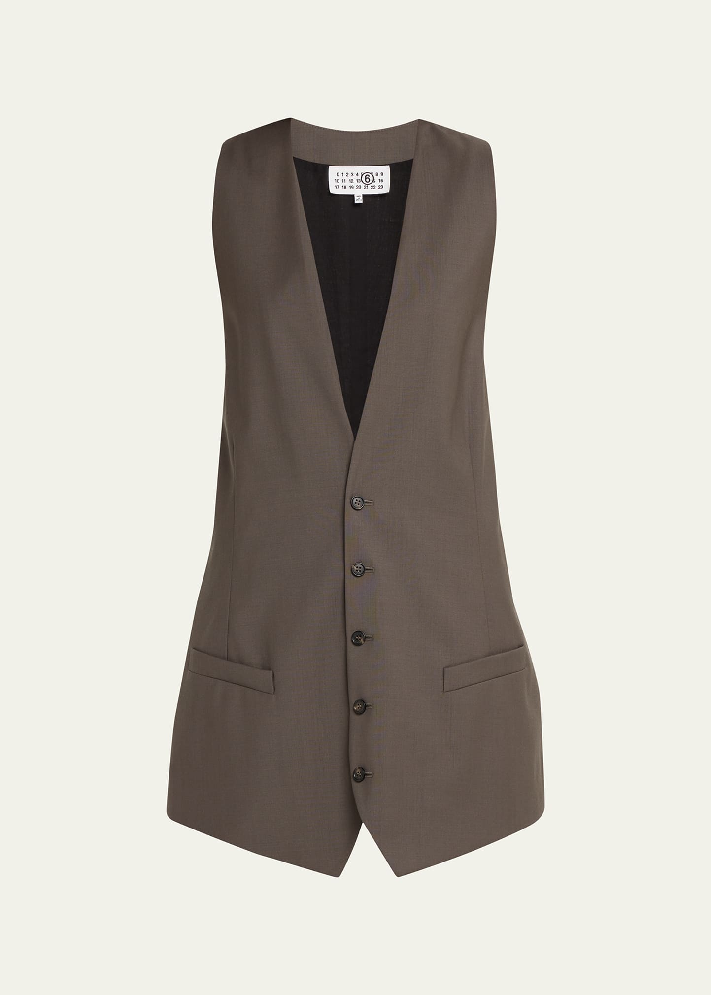 Shop Mm6 Maison Margiela Oversized Wool Suiting Vest In Mud Brown