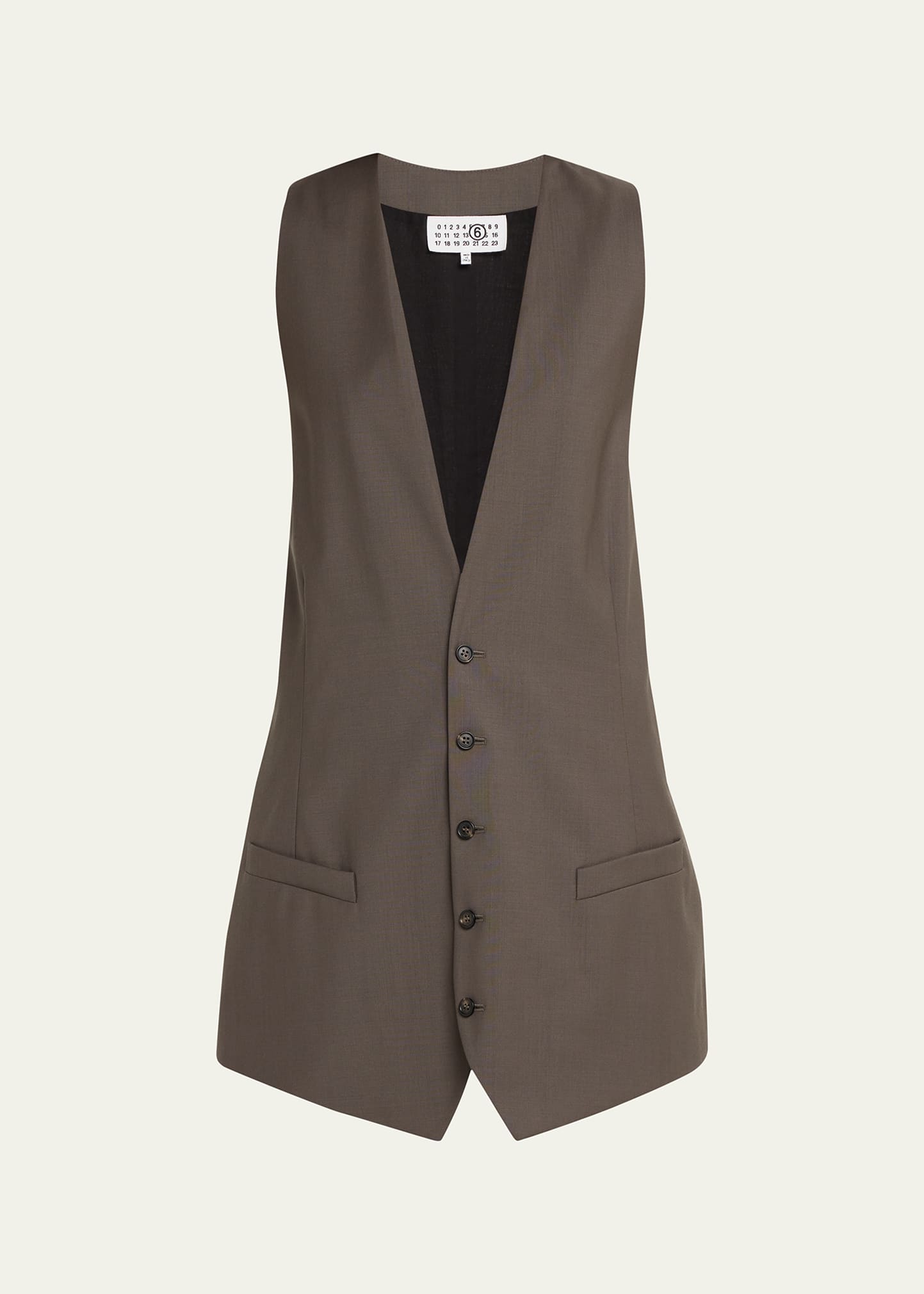 Mm6 Maison Margiela Oversized Wool Suiting Vest In Mud Brown
