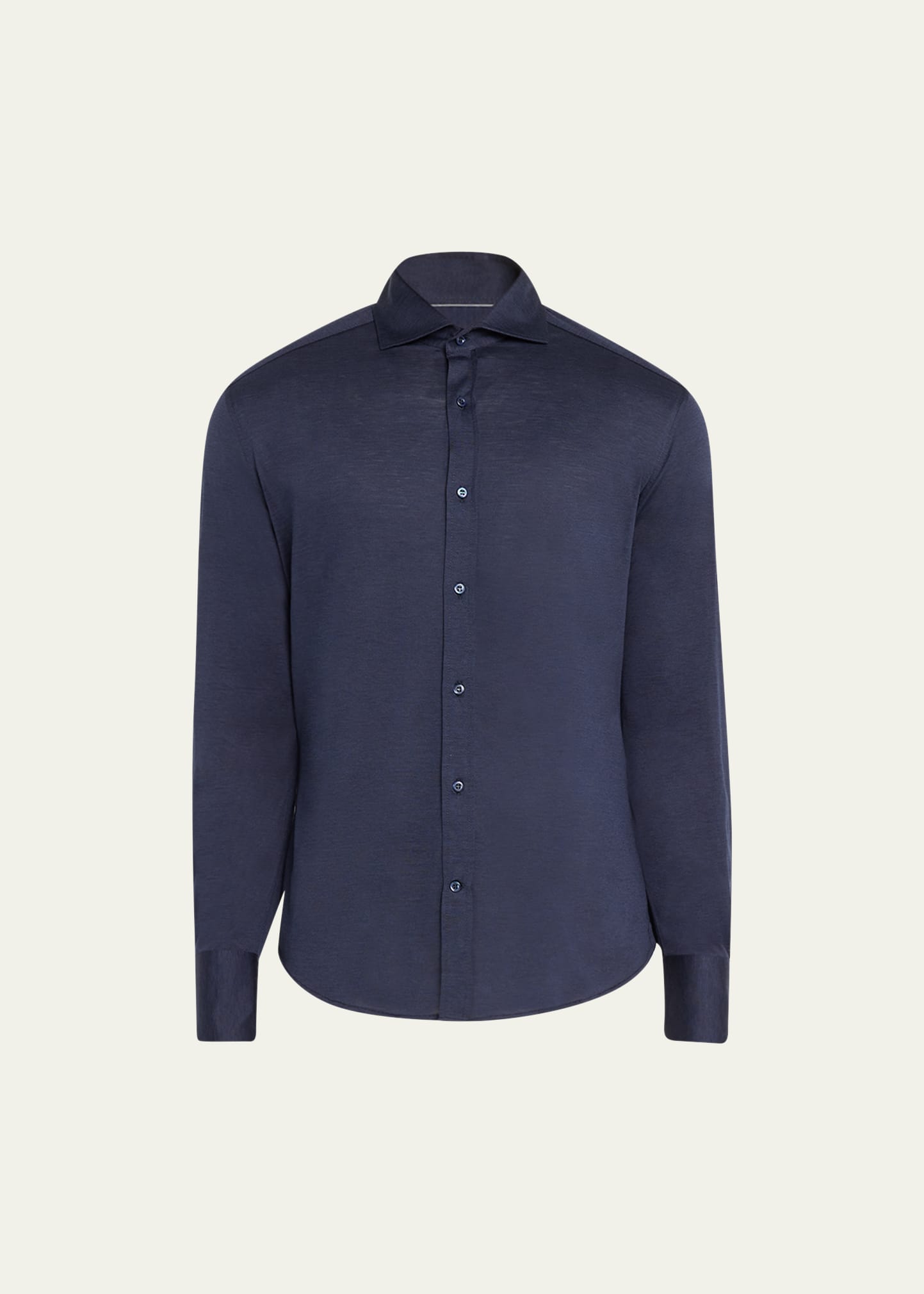 Shop Brunello Cucinelli Men's Silk-cotton Jersey Sport Shirt In C6134 Blue