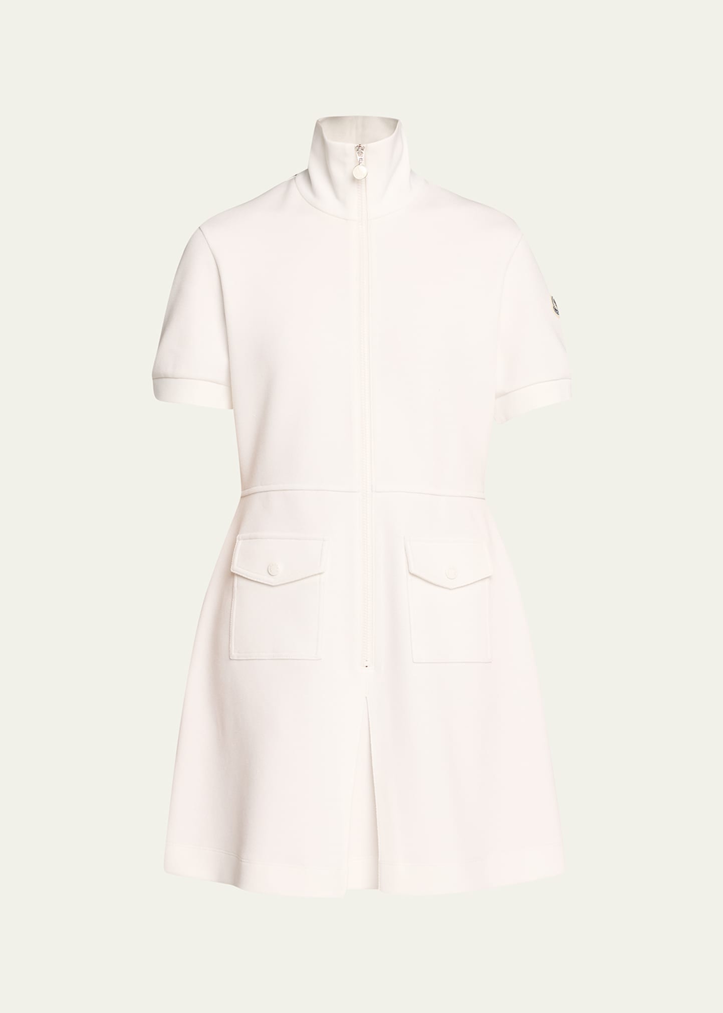 Moncler Short-sleeve Mini Shirtdress In Natural