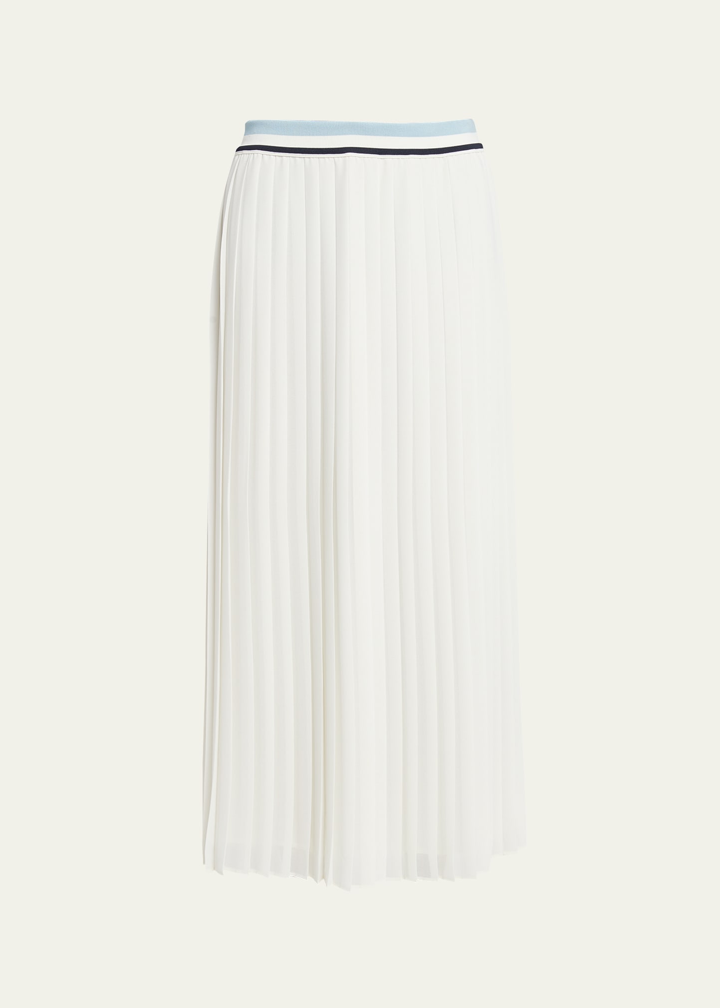 Shop Moncler Pleated Midi Skirt In Natural