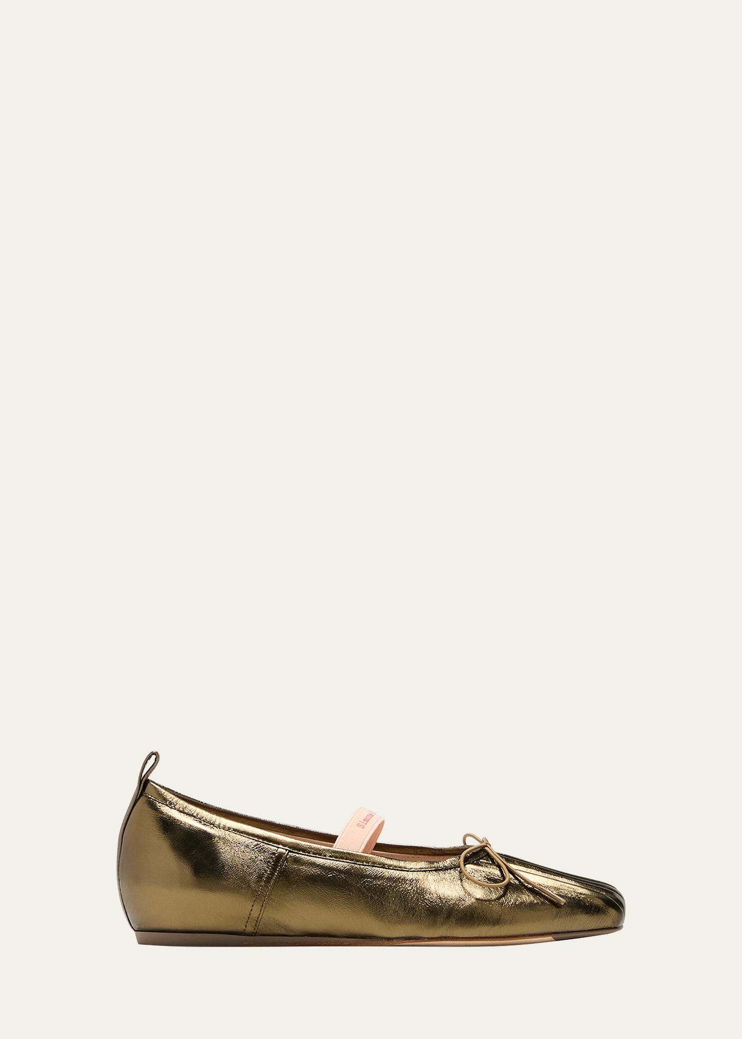 Simone Rocha Metallic Pleated Ballerina Flats In Olive