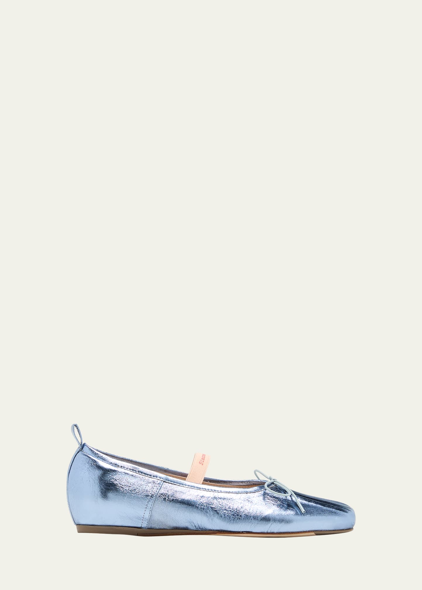 Shop Simone Rocha Metallic Pleated Ballerina Flats In Baby Blue