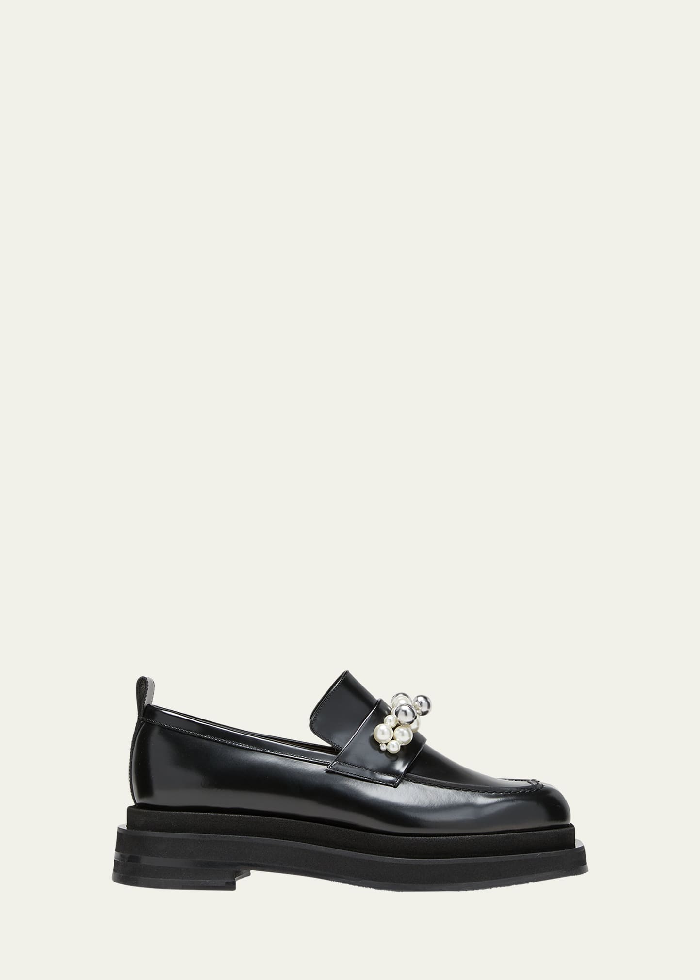 Leather Bell Charms Platform Loafers