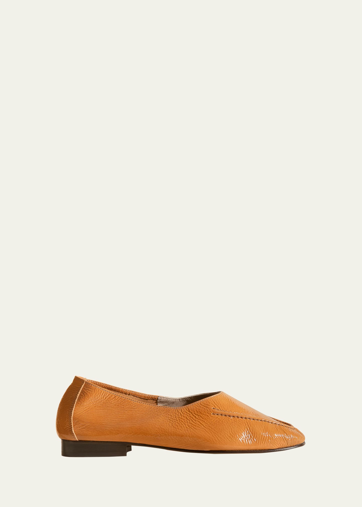 Hereu Juliol Glossy Crinkled Leather Loafers In Light Tan