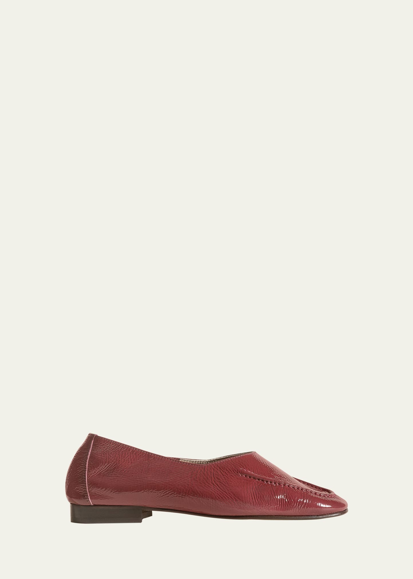 Hereu Juliol Glossy Crinkled Leather Loafers In Berry