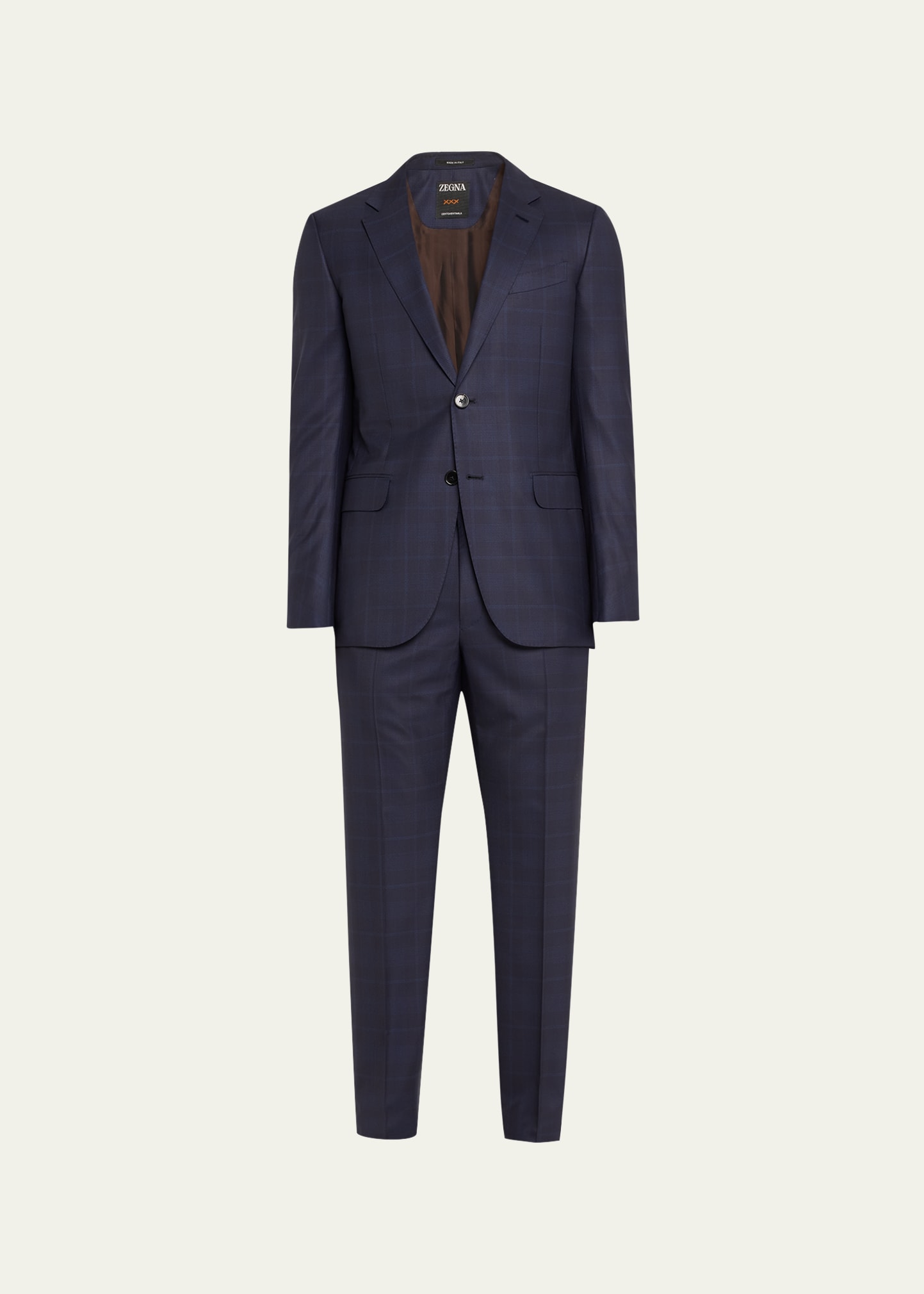 Shop Zegna Men's Centoventimila Wool Plaid Suit In Blue Navy Check