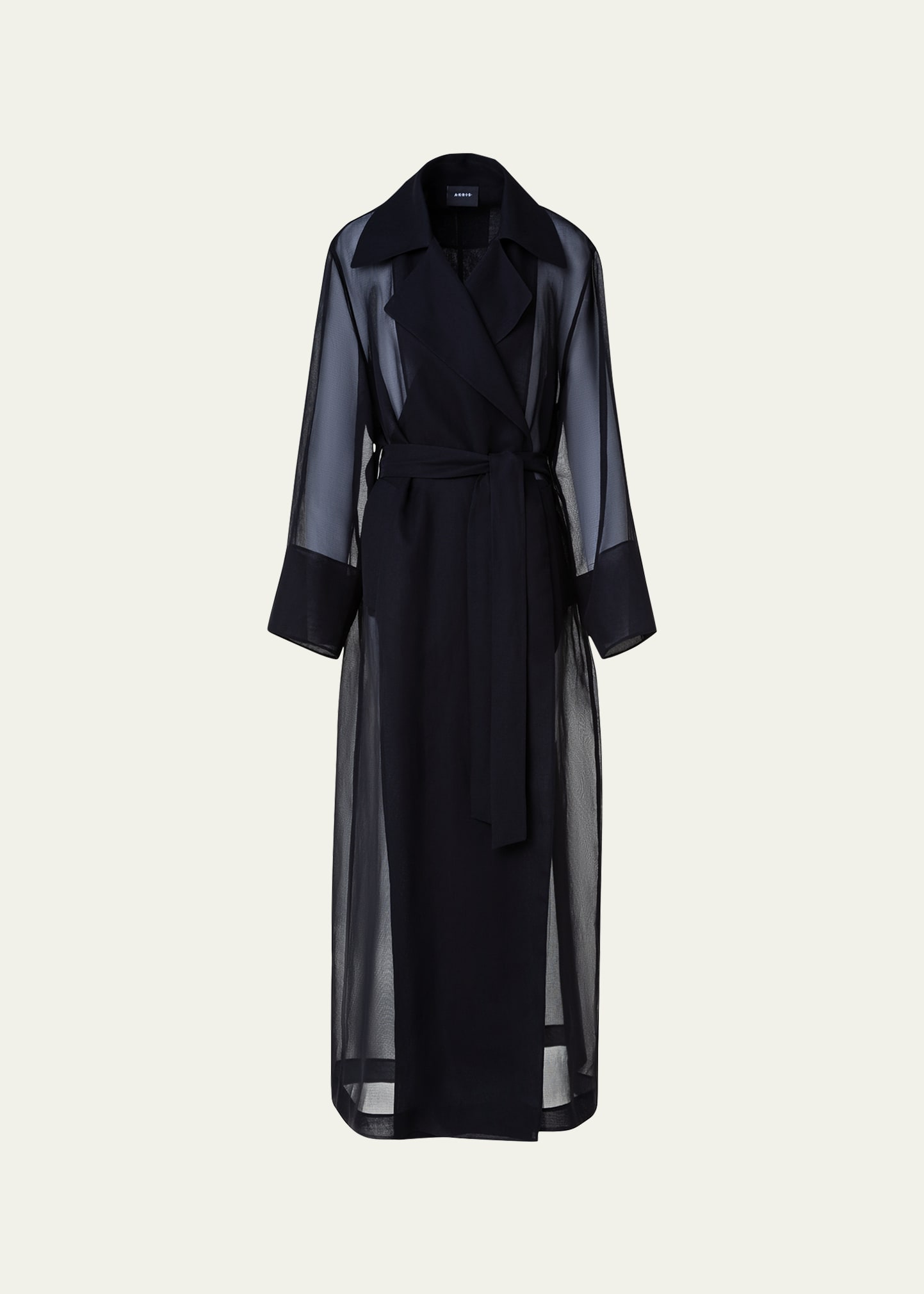 Akris Valentine Silk Gauze Belted Trench Coat In Black
