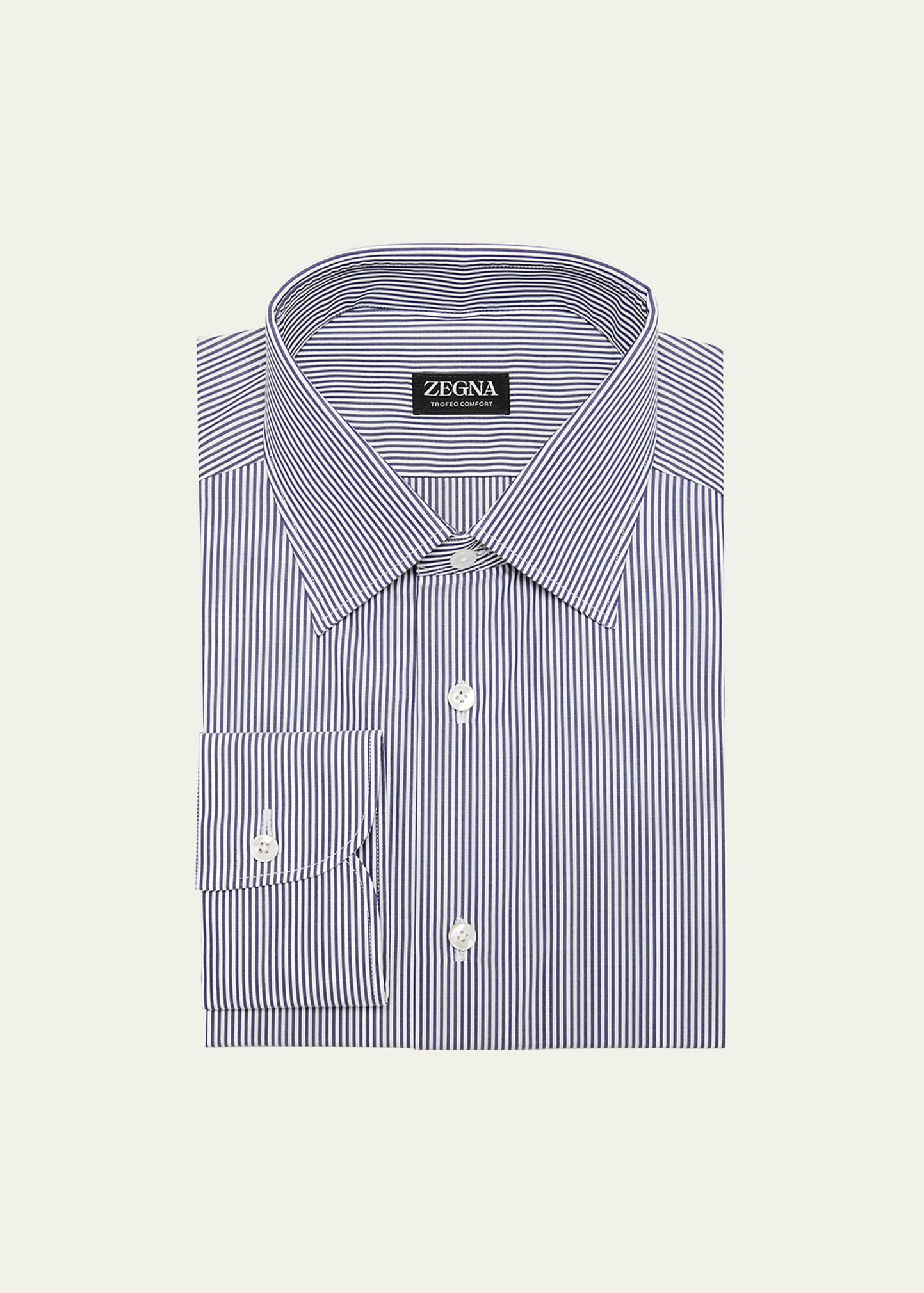 Zegna Trofeo Checked Cotton Shirt In Dk Blustrp