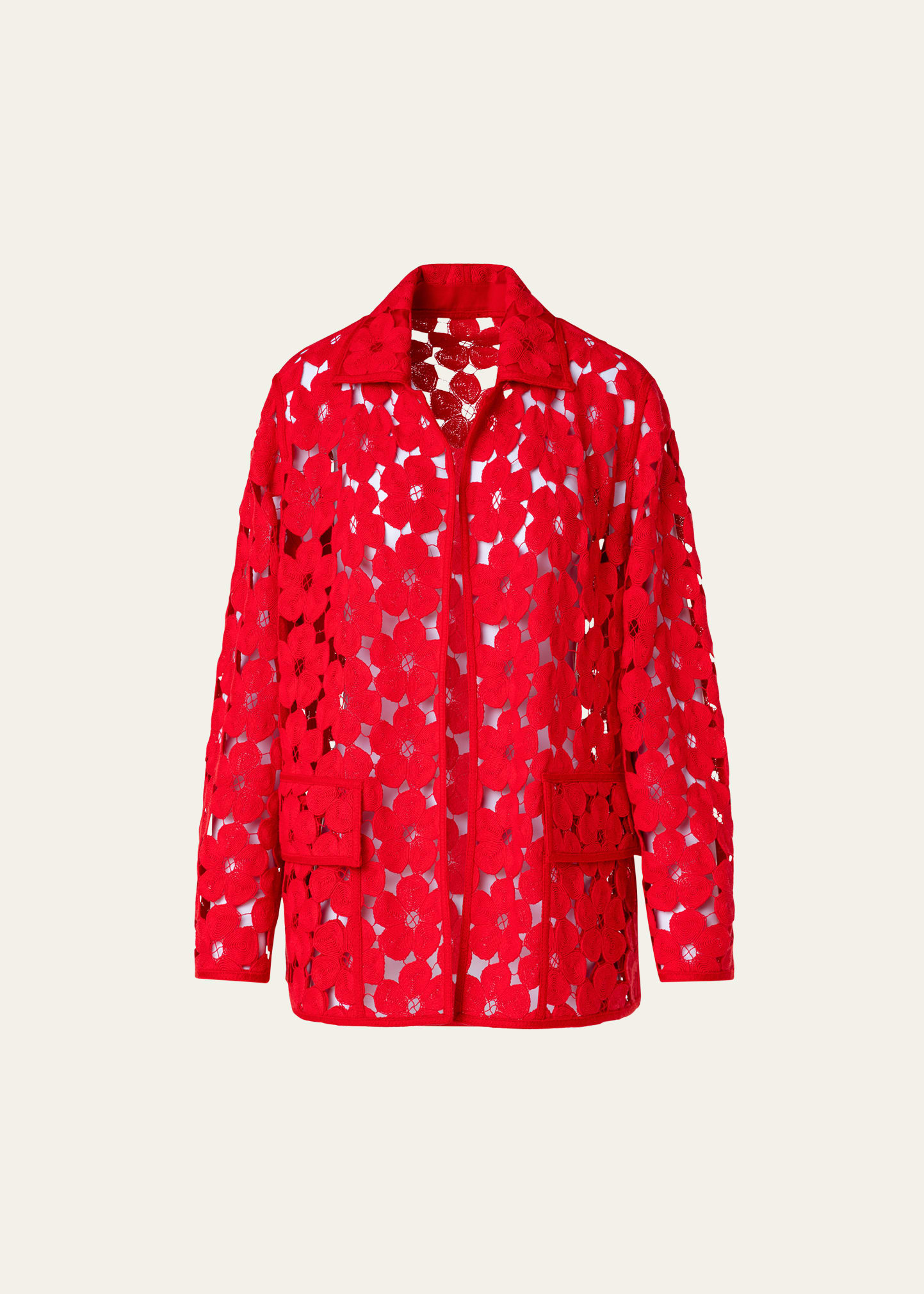 Shop Akris Tommi Anemones Embroidered Oversize Jacket In Poppy