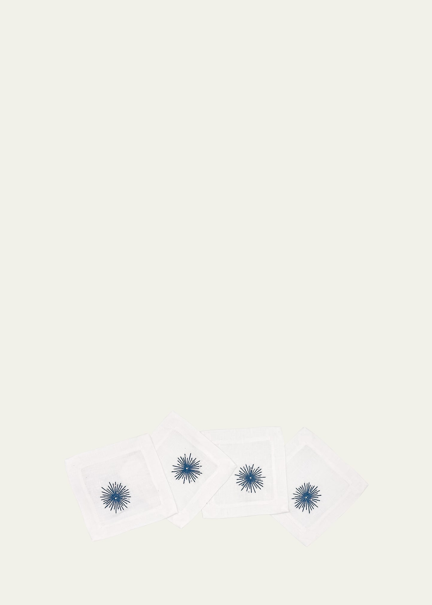 Tina Chen Designs Starbust Blue Cocktail Napkins, Set Of 4 In Whitequarry
