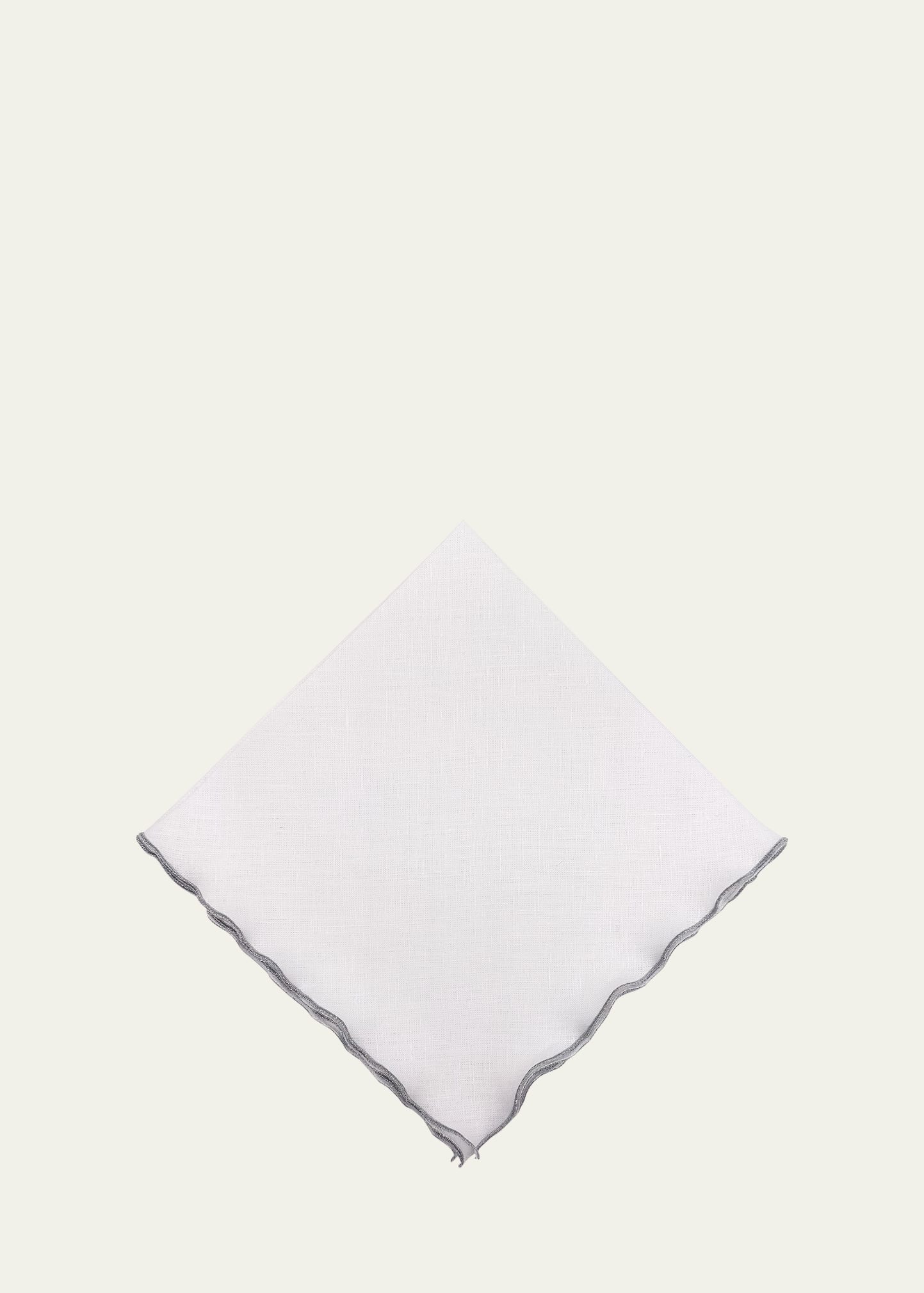 Tina Chen Designs Silver Lettuce Edge Napkin In Whitesilver