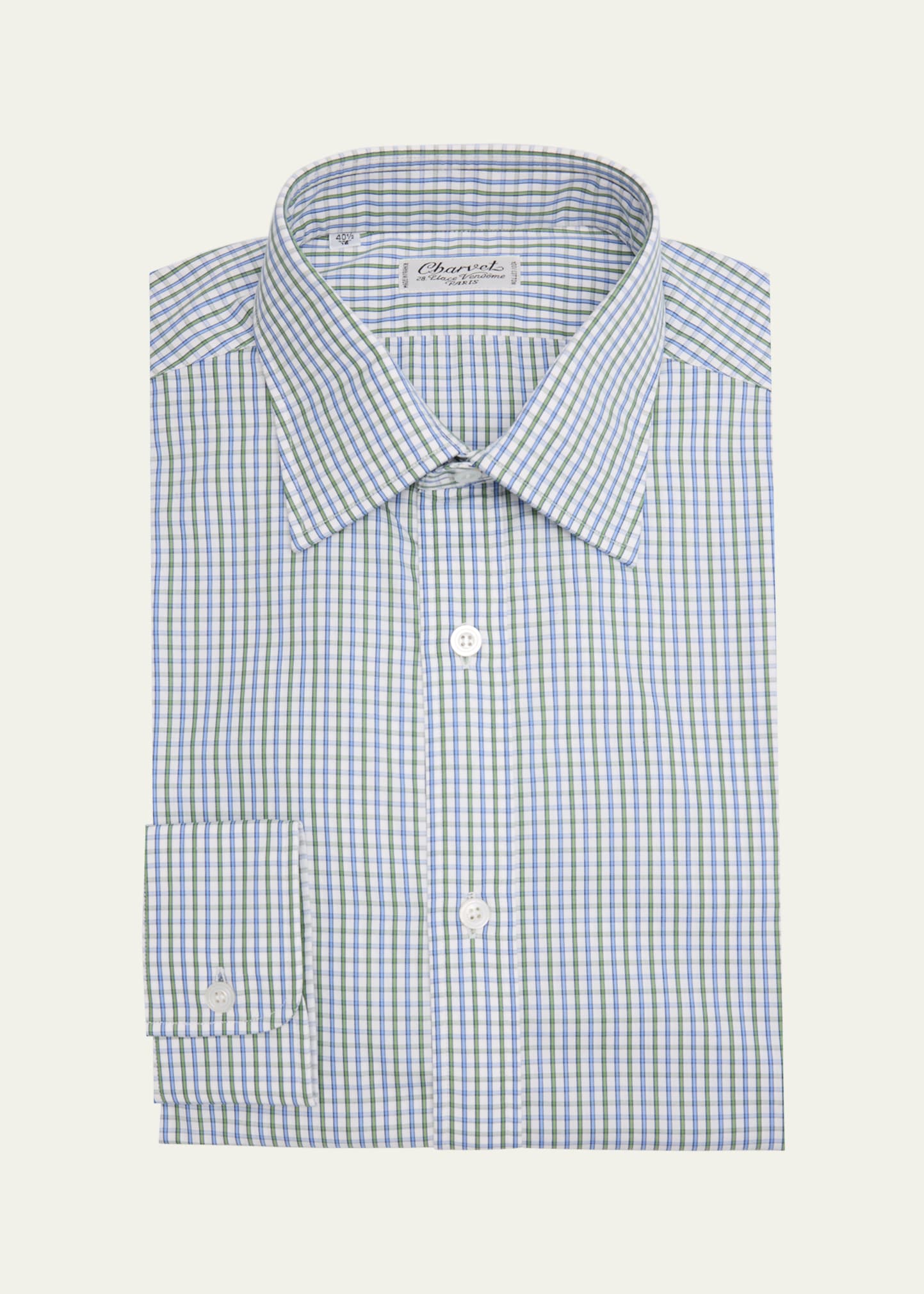 Shop Charvet Men's Cotton Check-print Dress Shirt In Blue Brown