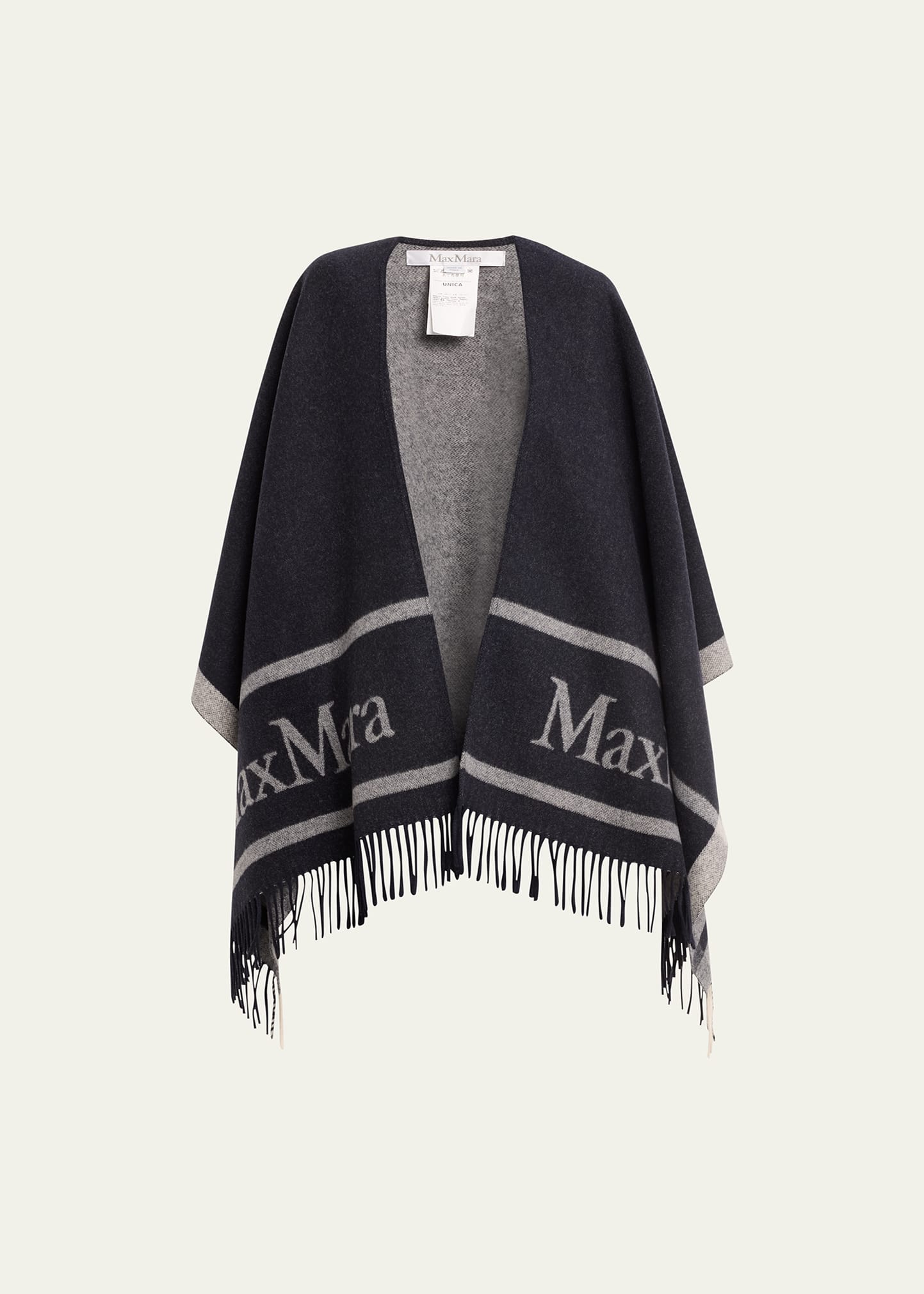 Max Mara Jacquard Logo-decorated Wool Cloak In Ultramarine