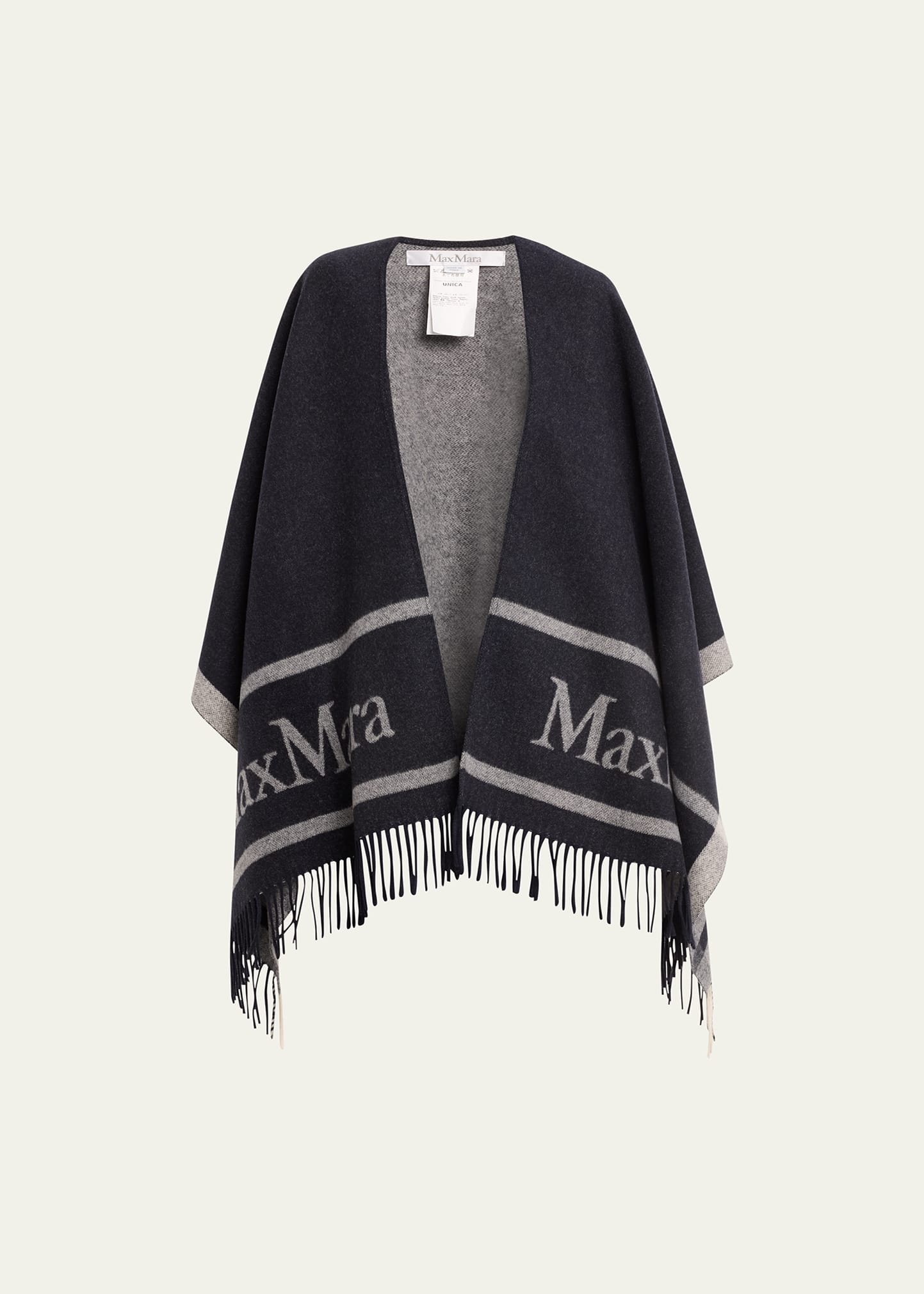 Max Mara Womens Ultramarine Hilde Branded Relaxed-fit Wool Cape