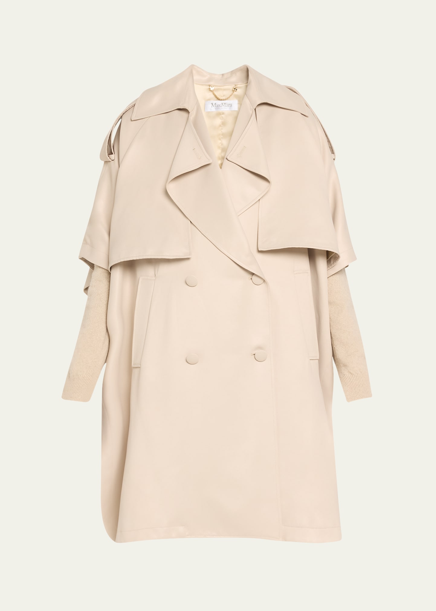 Shop Max Mara Cannone Double-breasted Trench Coat In Sand