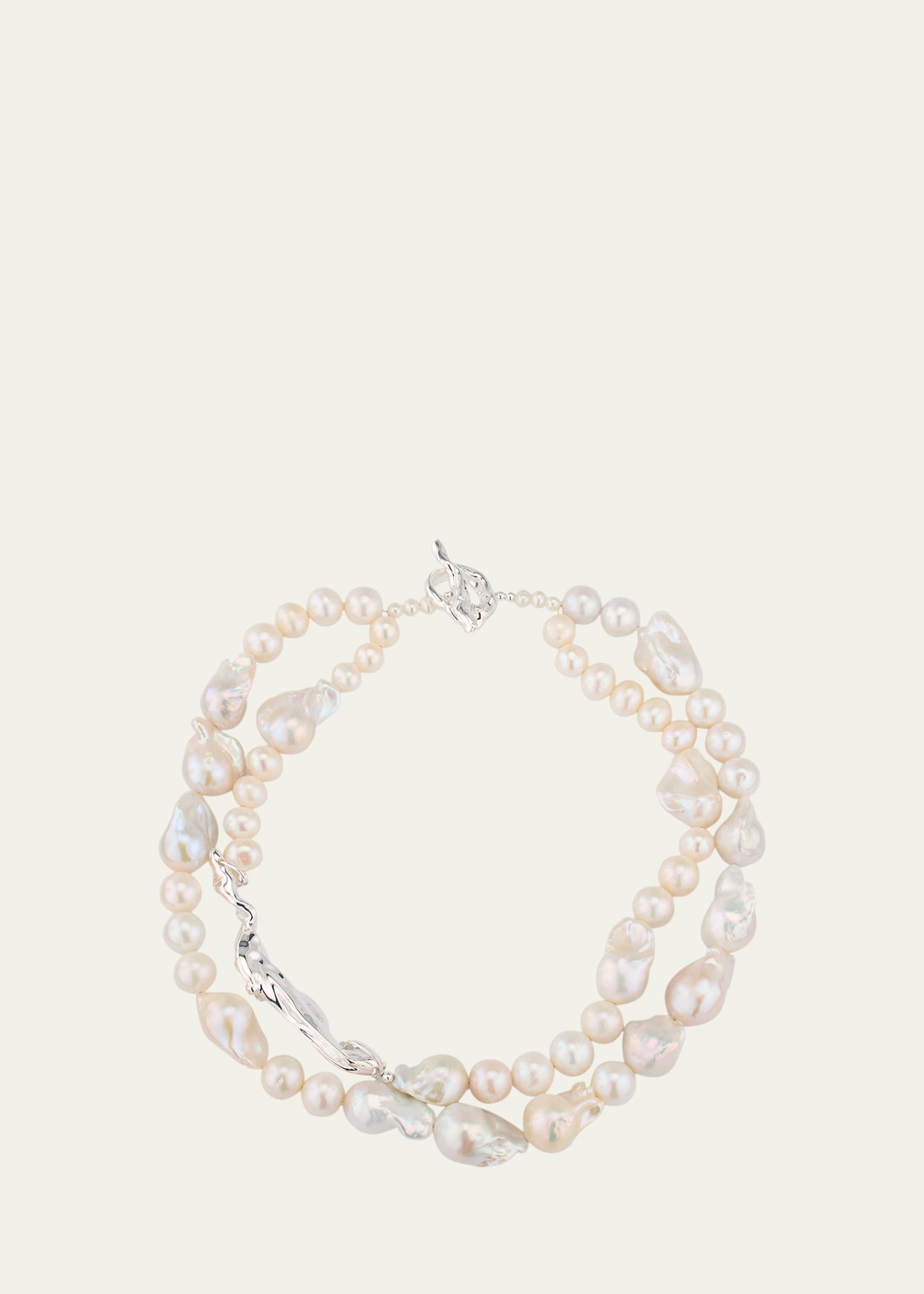 Completedworks Rhodium-plated Necklace With Freshwater And Baroque Pearls In Neutral