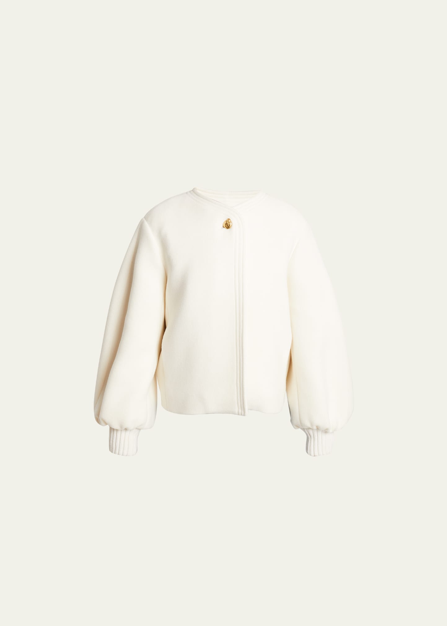 Shop Chloé Iconic Soft Wool Balloon-sleeve Jacket In Eden White