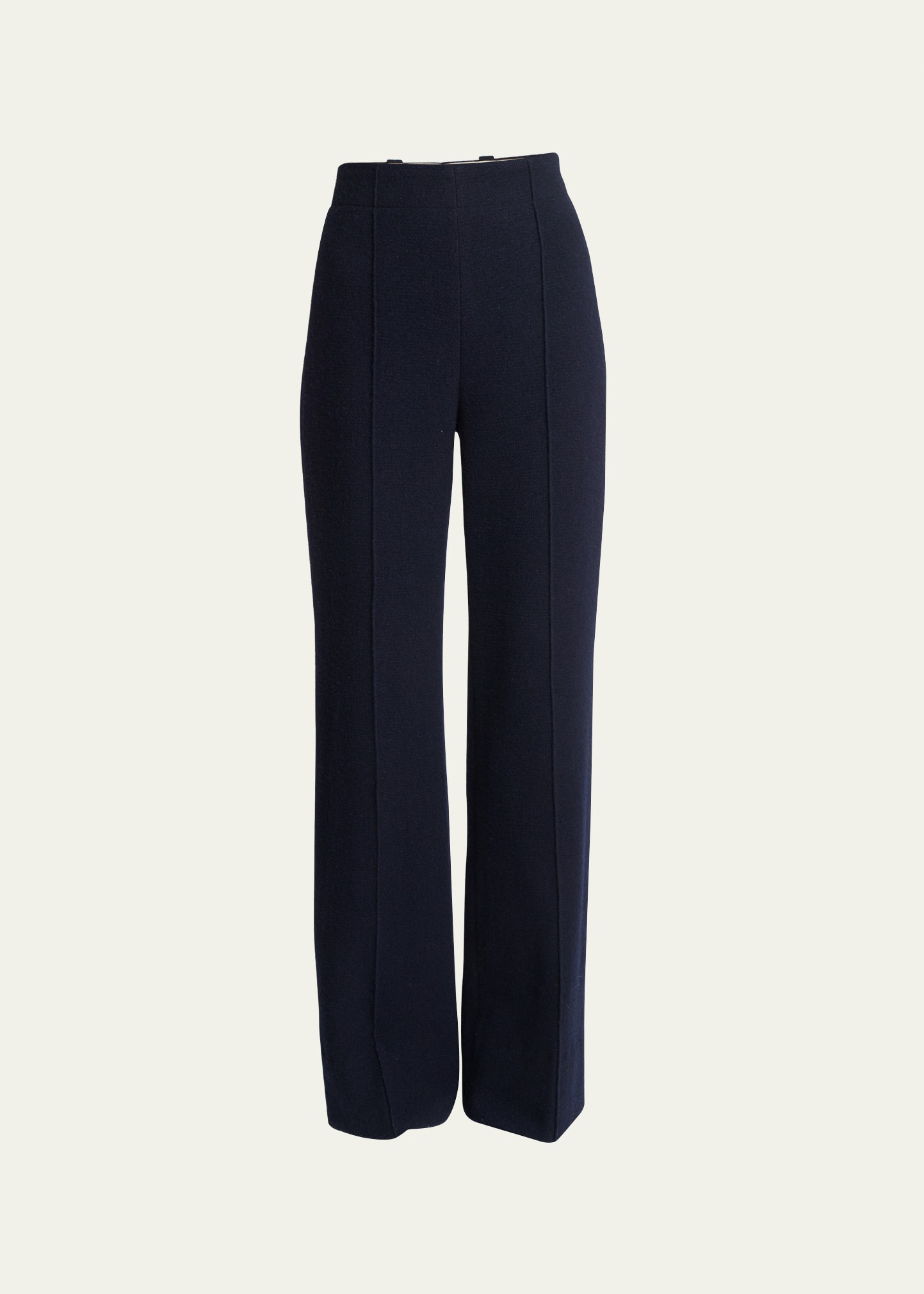 Chloé Floor-length Wide Trousers In Gauzy Recycled Cashmere Wool With Front Crease In Abyss Blue
