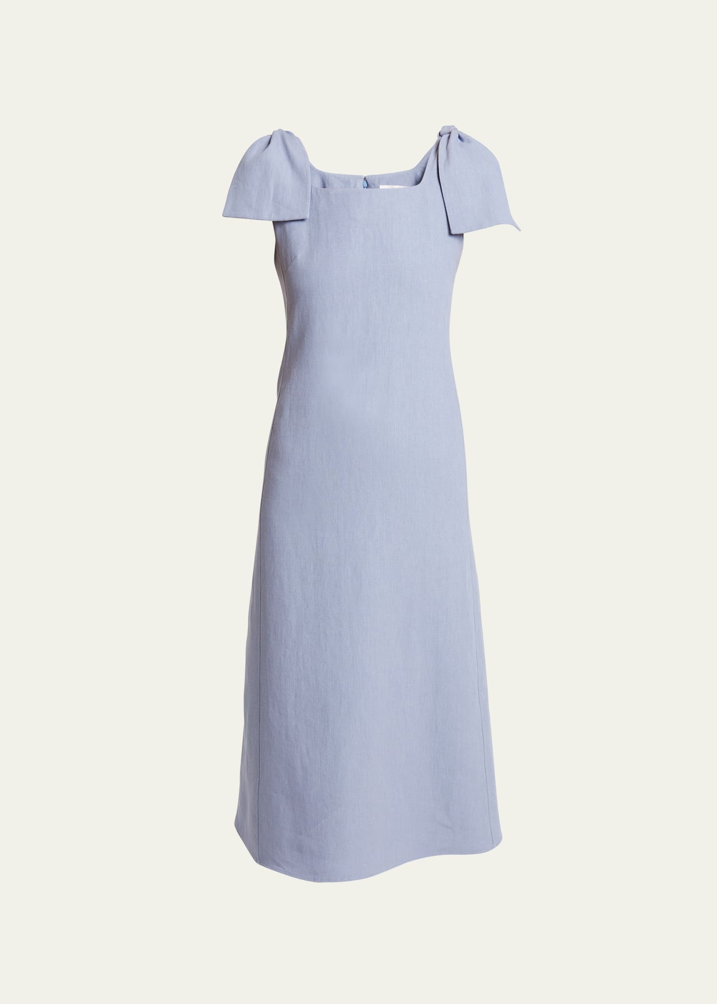 Shop Chloé Linen Canvas Dress With Tie Straps In Pebble Blue