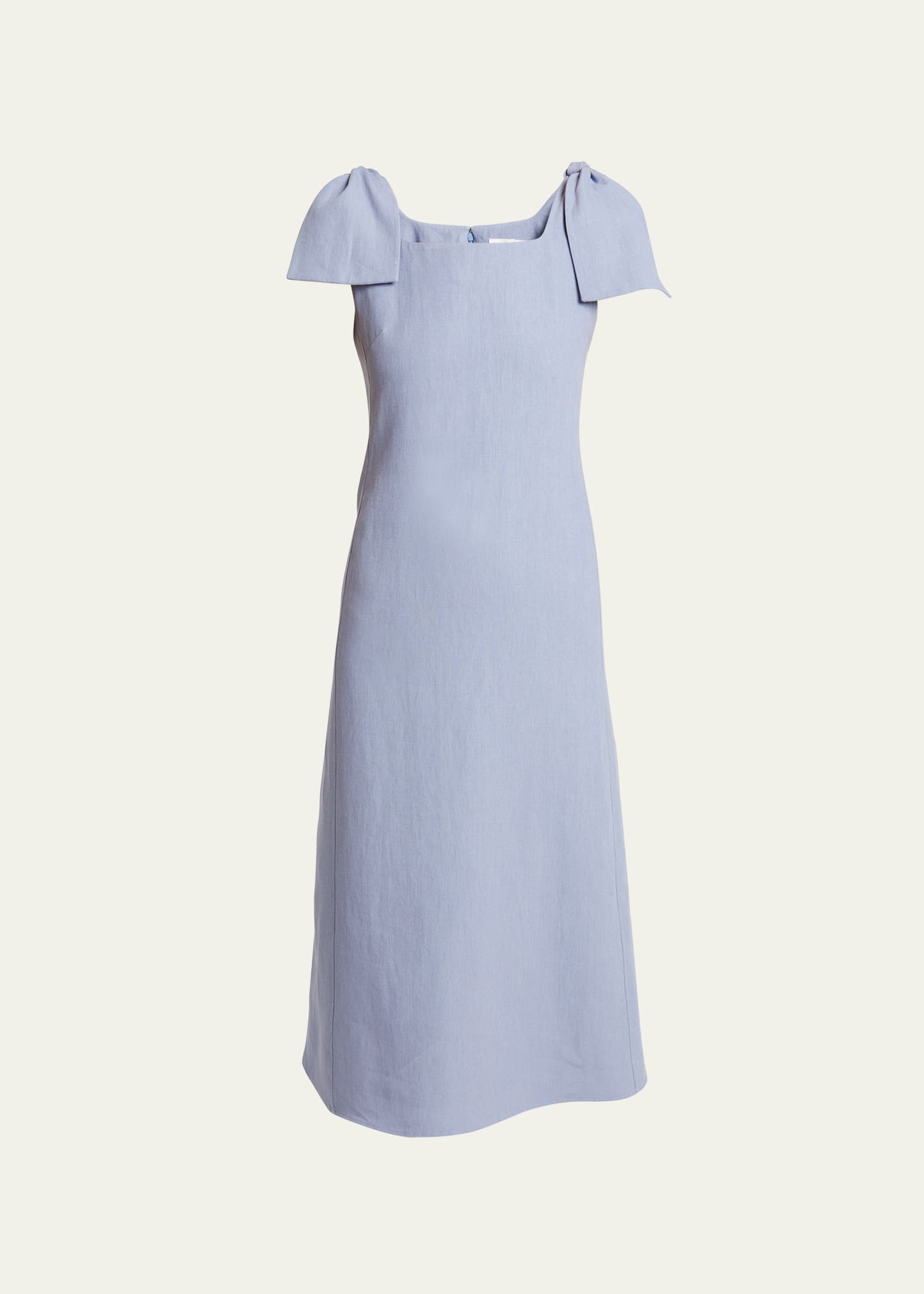 Chloé Linen Canvas Dress With Tie Straps In Pebble Blue