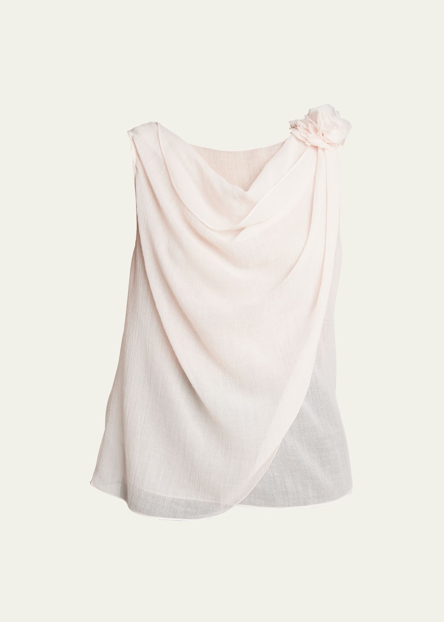 Chloé Floral-applique Wool Gauze Sleeveless Top In Pansy Pink
