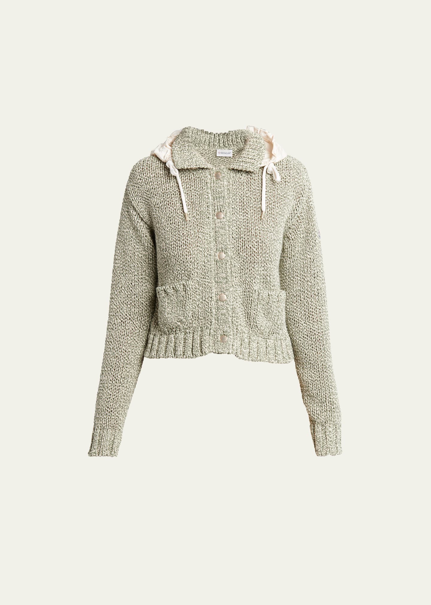 Shop Moncler Rib-knit Hooded Cardigan In Lime