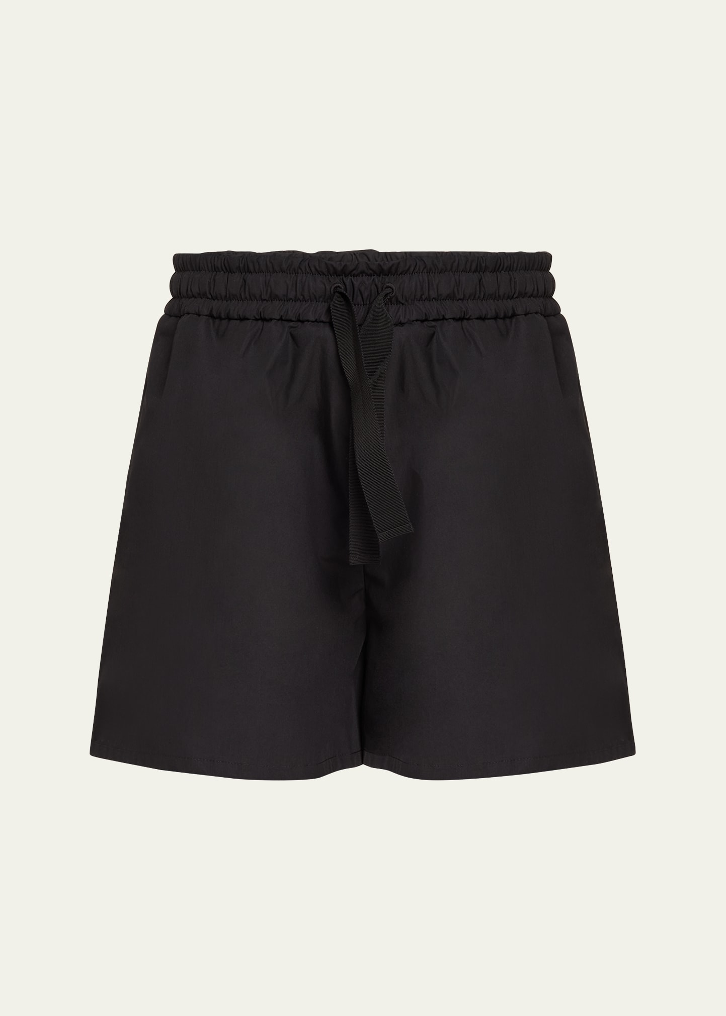 Shop Moncler Long Drawstring Cotton Shorts In Black