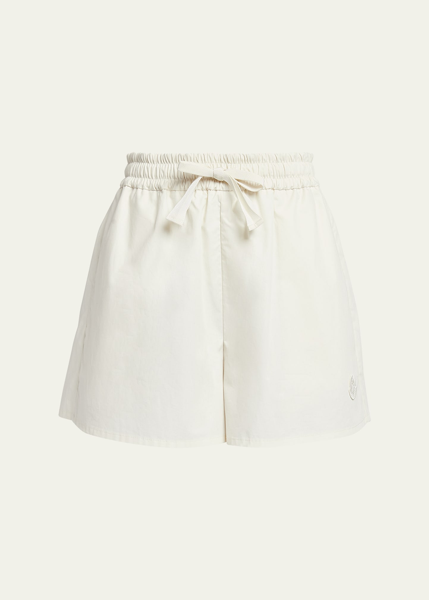 Moncler Long Drawstring Cotton Shorts In White