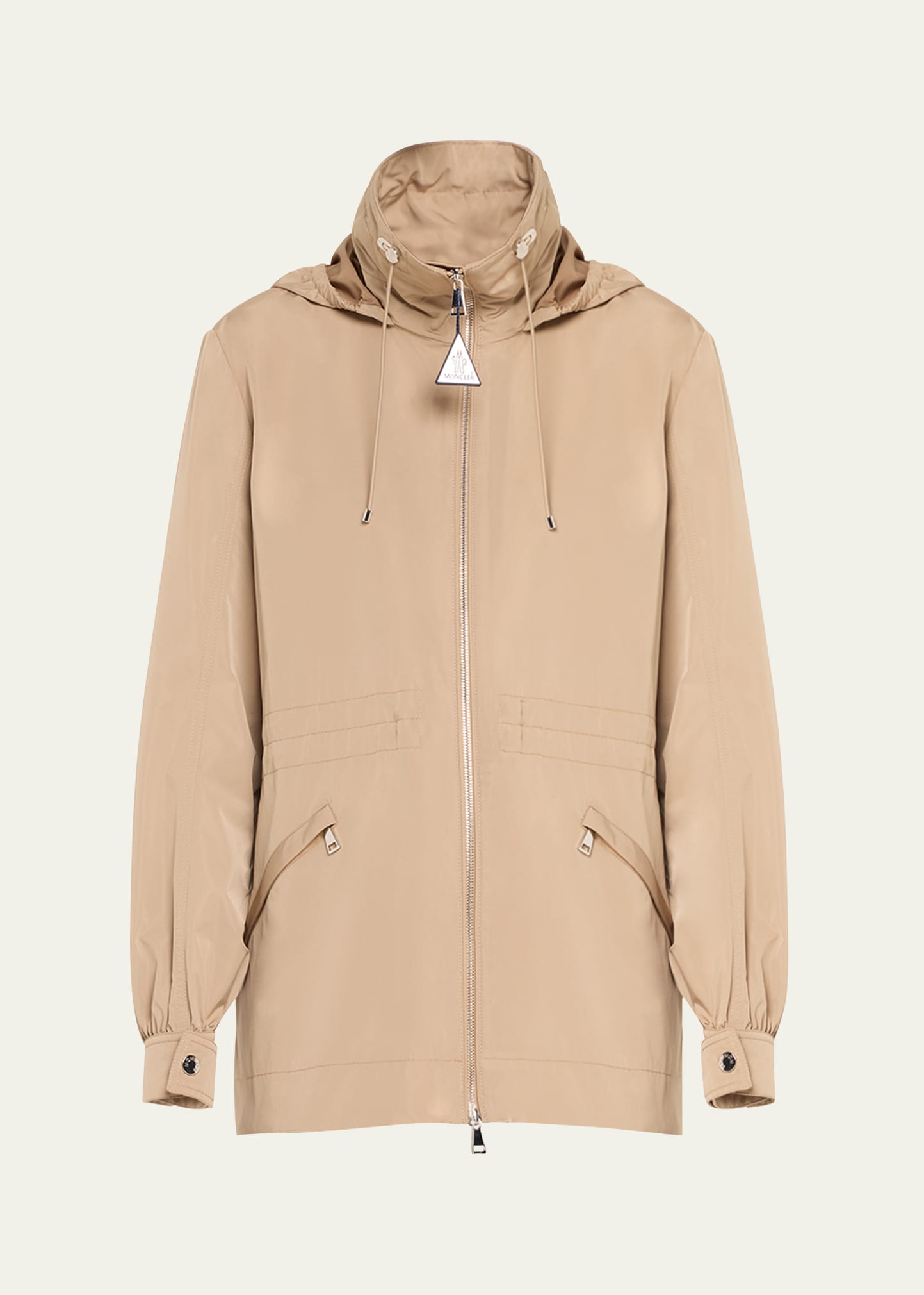 Moncler Enet Technical Twill Parka In Beige