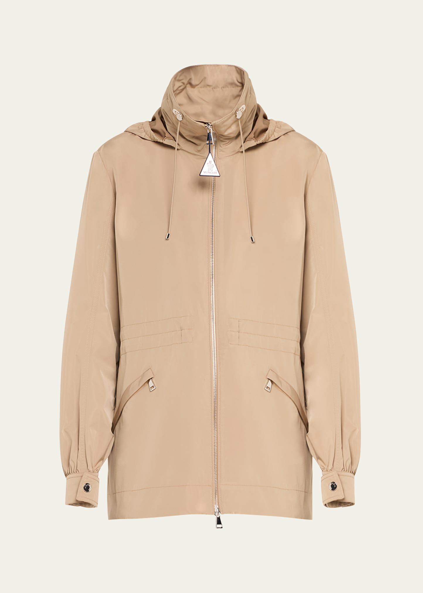 Shop Moncler Enet Short Parka Jacket In Beige