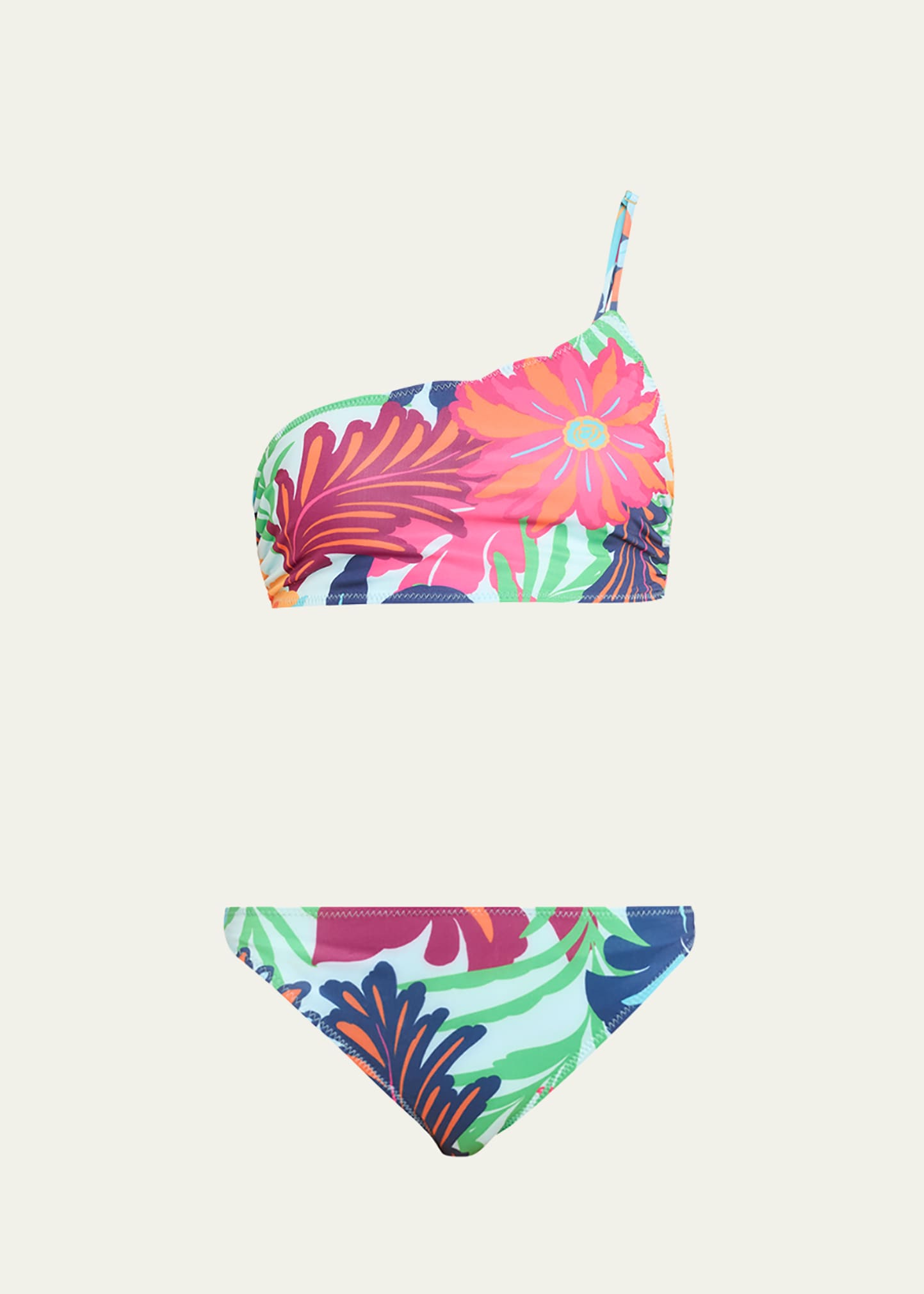 Shop Ramy Brook Deborah Floral One-shoulder Bikini Top In Multi Flower Swim