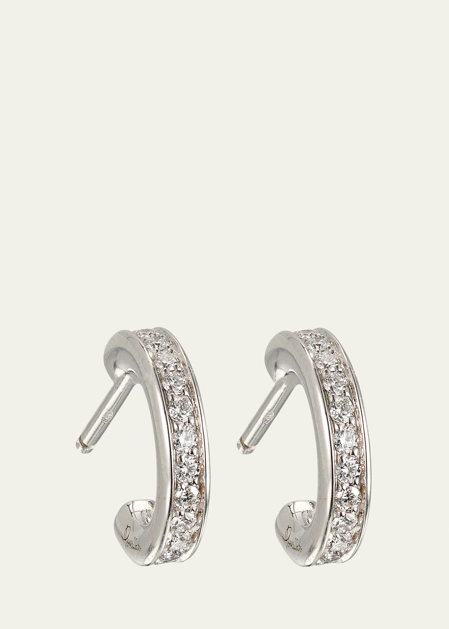 Pomellato Together 18k White Gold Diamond Hoop Earrings In Metallic