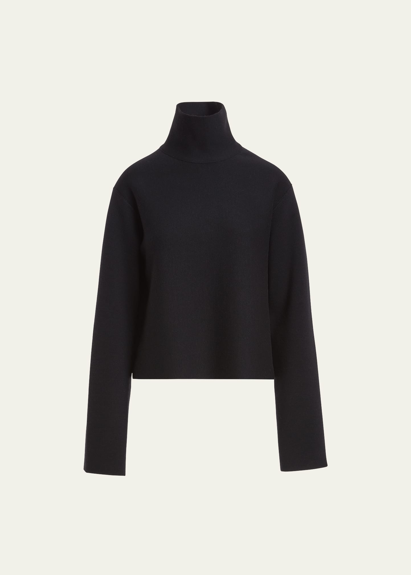 Shop Khaite Sree Turtleneck Long-sleeve Wool Knit Top In Black