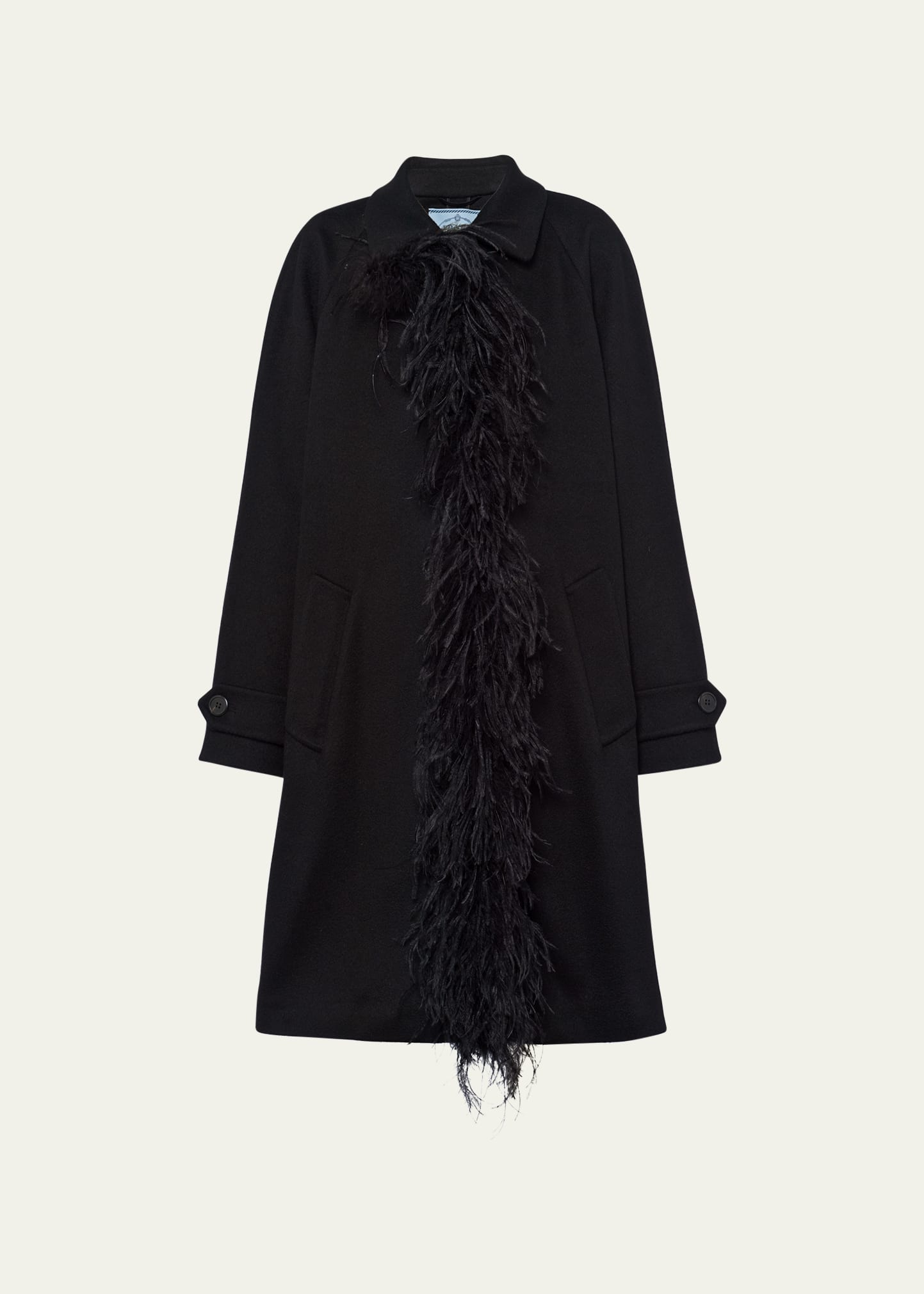 Feather-Trim Cashmere Coat