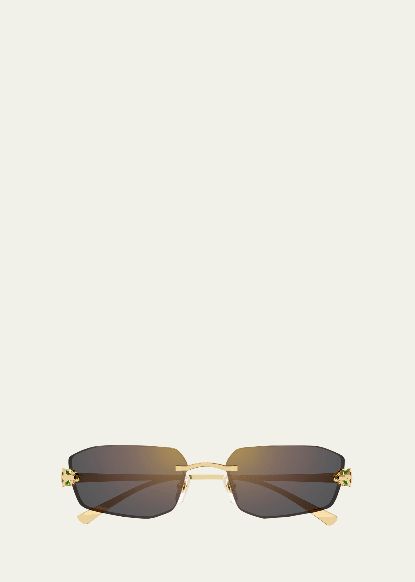 Cartier Rimless Metal Cat-eye Sunglasses In Smooth Golden Fin