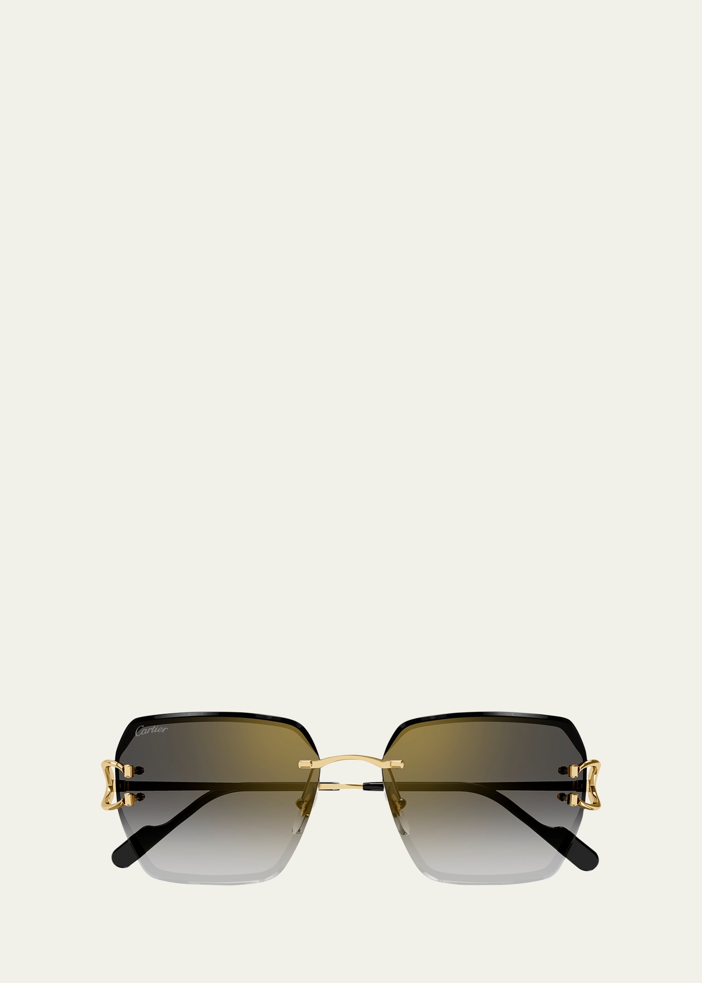 Cartier Rimless Metal Butterfly Sunglasses In 001 Smooth Golden