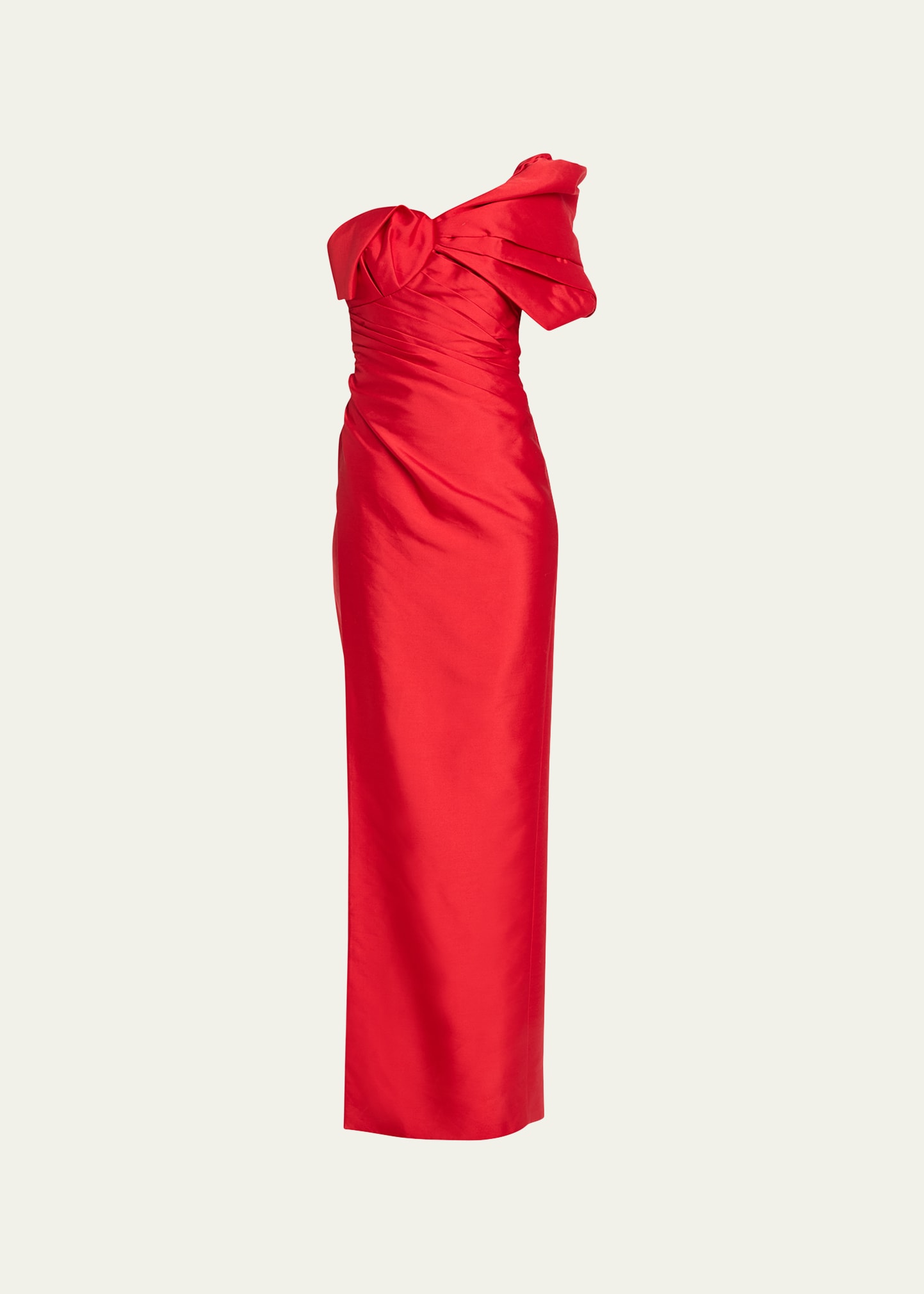 Rachel Gilbert Marlo One-shoulder Gown Dress In Red