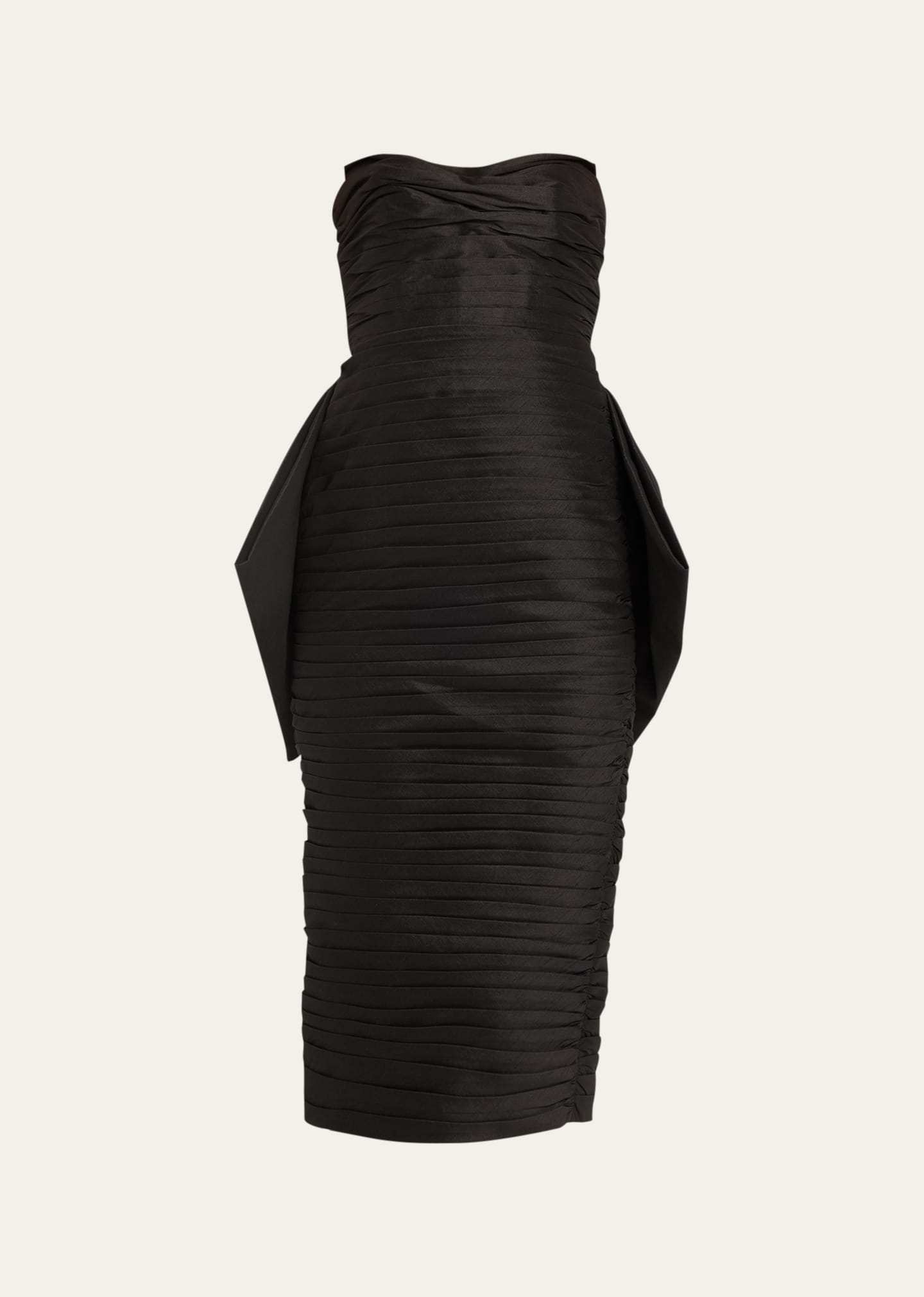 Shop Rachel Gilbert Marji Strapless Folded Midi Dress With Removable Bow In Black