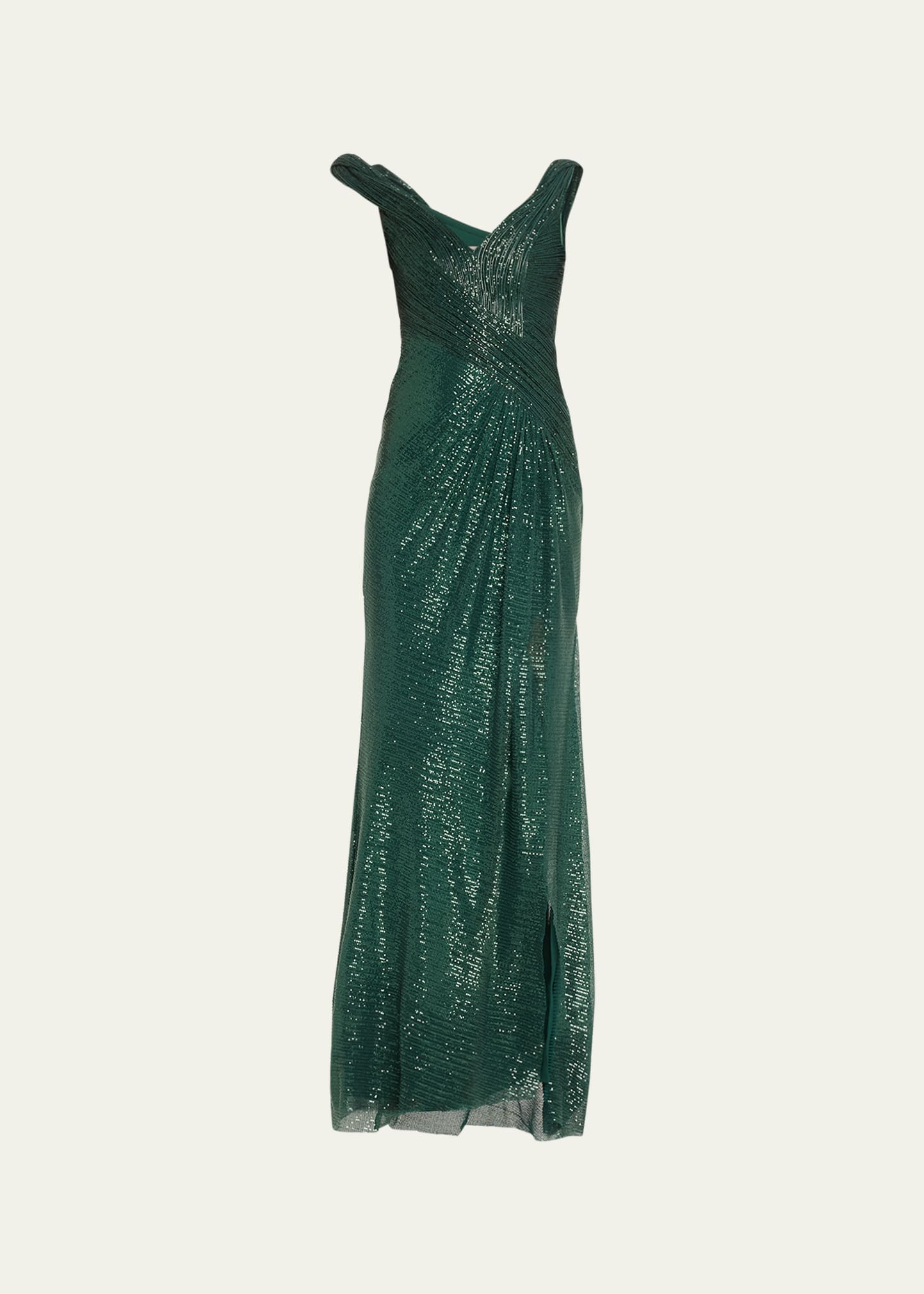 Gaurav Gupta The Astral Sculpted Sequined Gown In Emerald