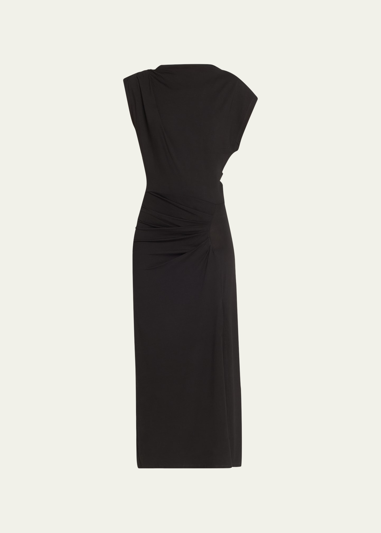Isabel Marant Étoile Naerys Asymmetric Draped Jersey Midi Dress In Black
